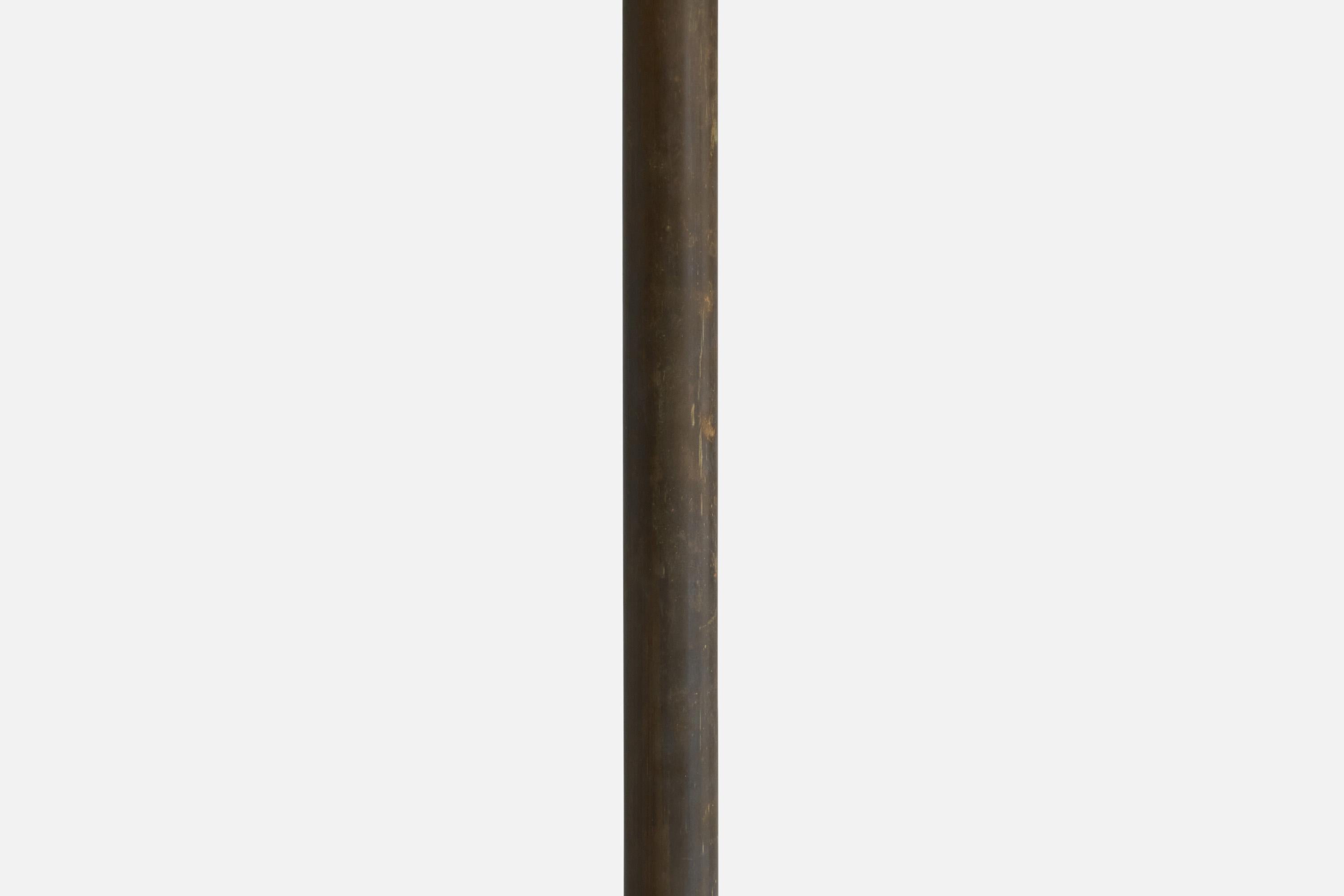 Italian Designer, Floor Lamp, Brass, Fabric, Italy, 1940s For Sale 8