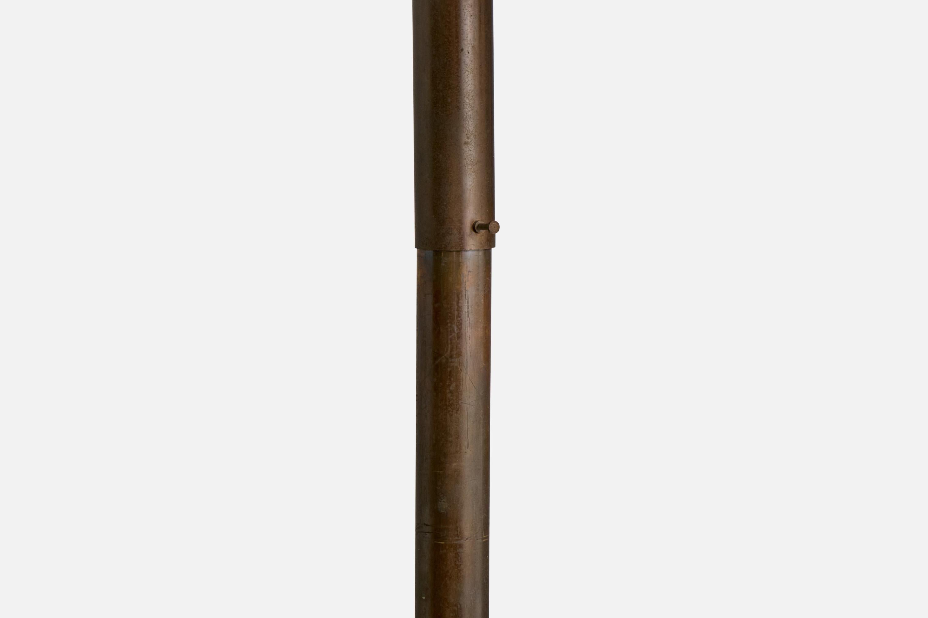 Italian Designer, Floor Lamp, Brass, Fabric, Italy, 1940s For Sale 1
