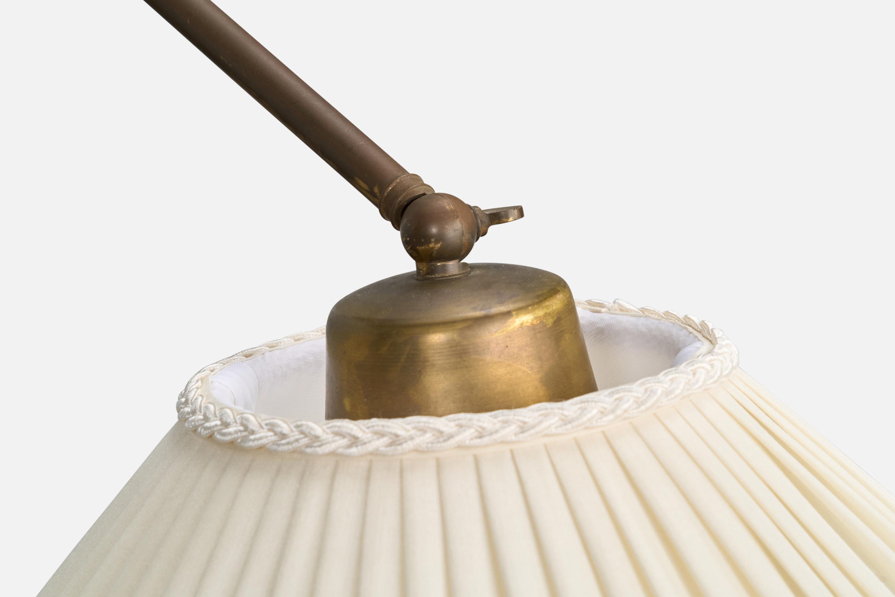 Italian Designer, Floor Lamp, Brass, Fabric, Italy, 1940s For Sale 4