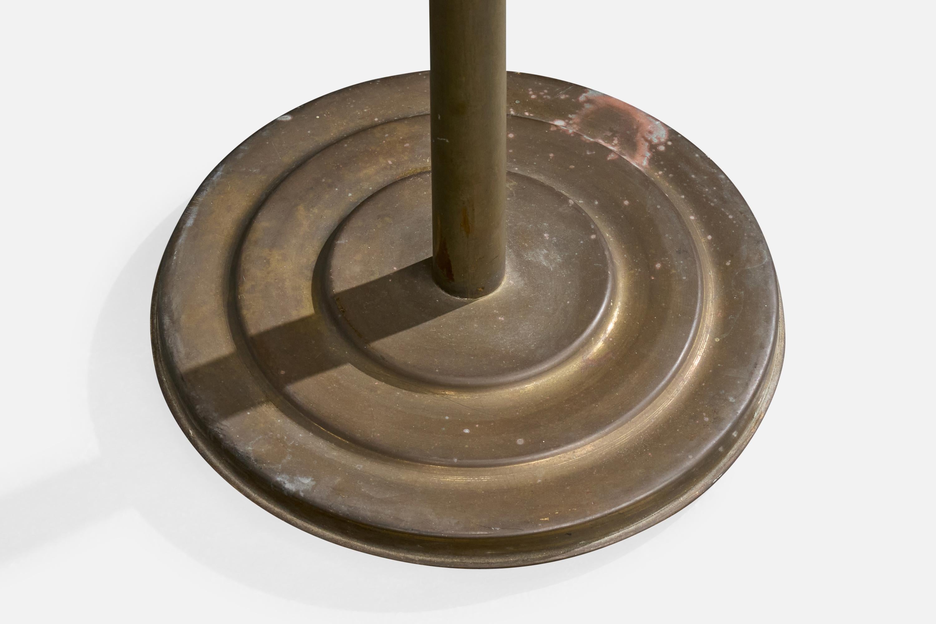 Lampada da terra di design italiano, ottone, tessuto, Italia, anni '40 in vendita 2