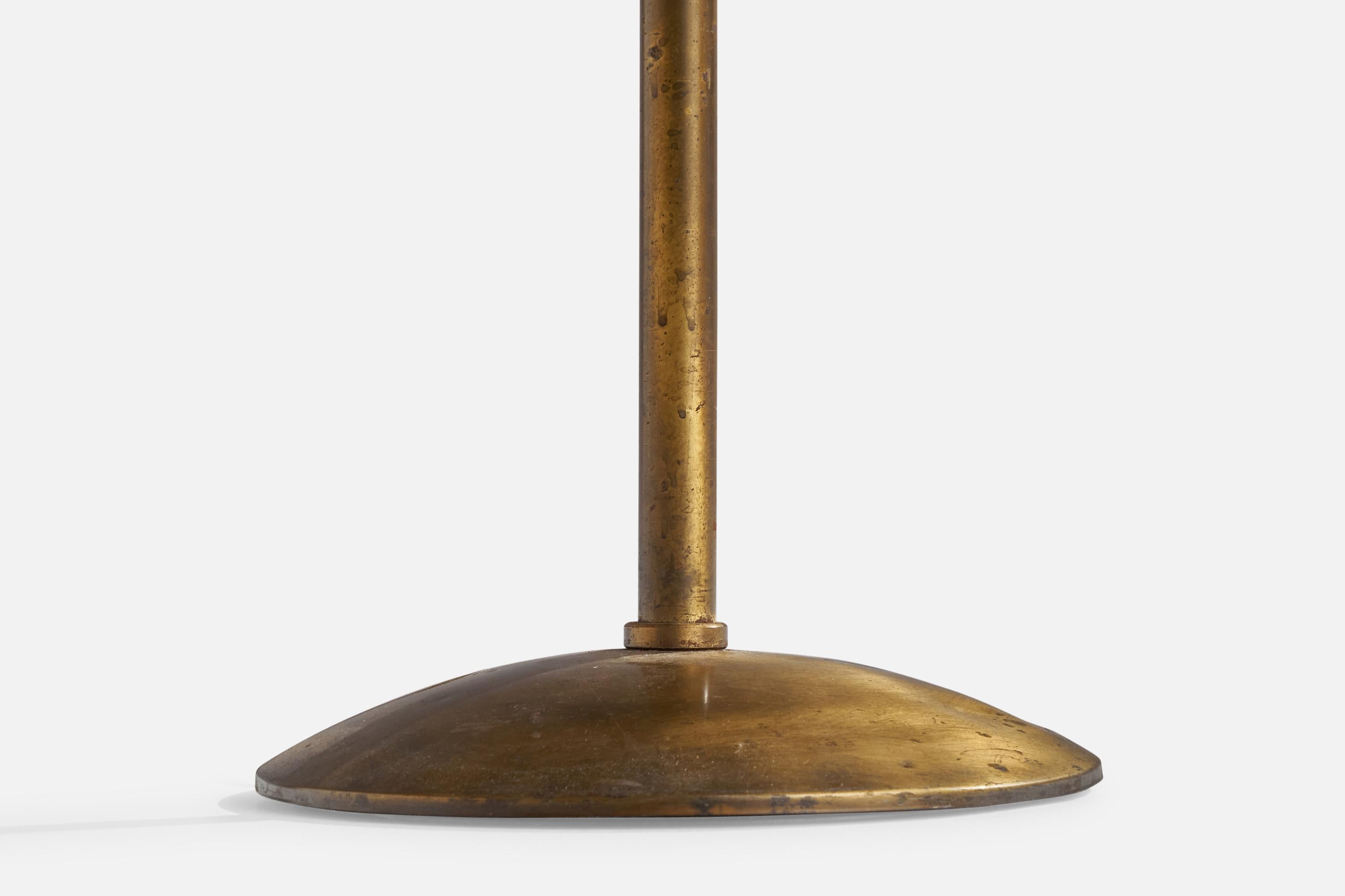Mid-20th Century Italian Designer, Floor Lamp, Brass, Fabric, Italy, 1950s For Sale