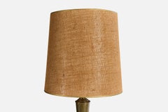 Designer italiano, lampada da terra, ottone, vetro, tela di juta, Italia, anni '50