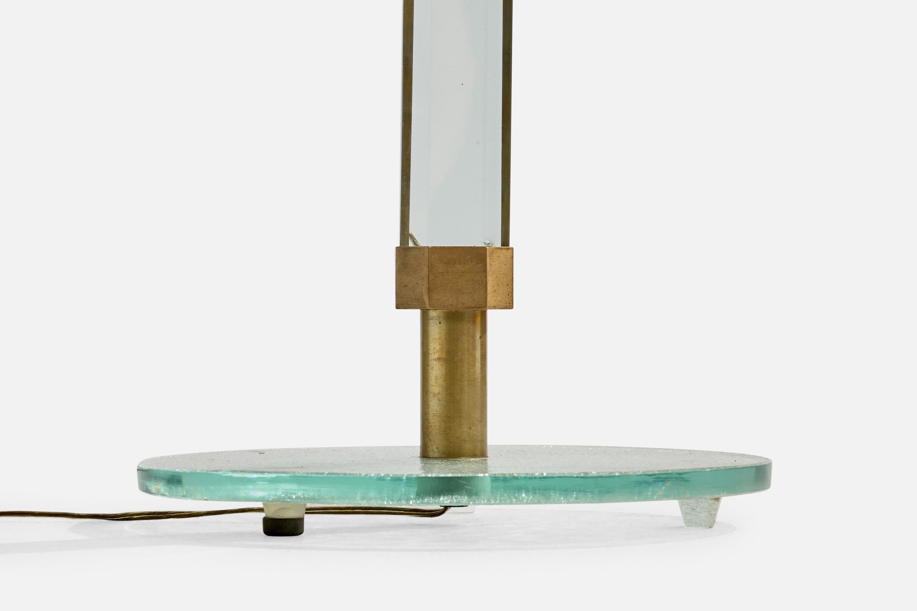 Italian Designer, Floor Lamp, Brass, Glass, Italy, 1940s For Sale 6