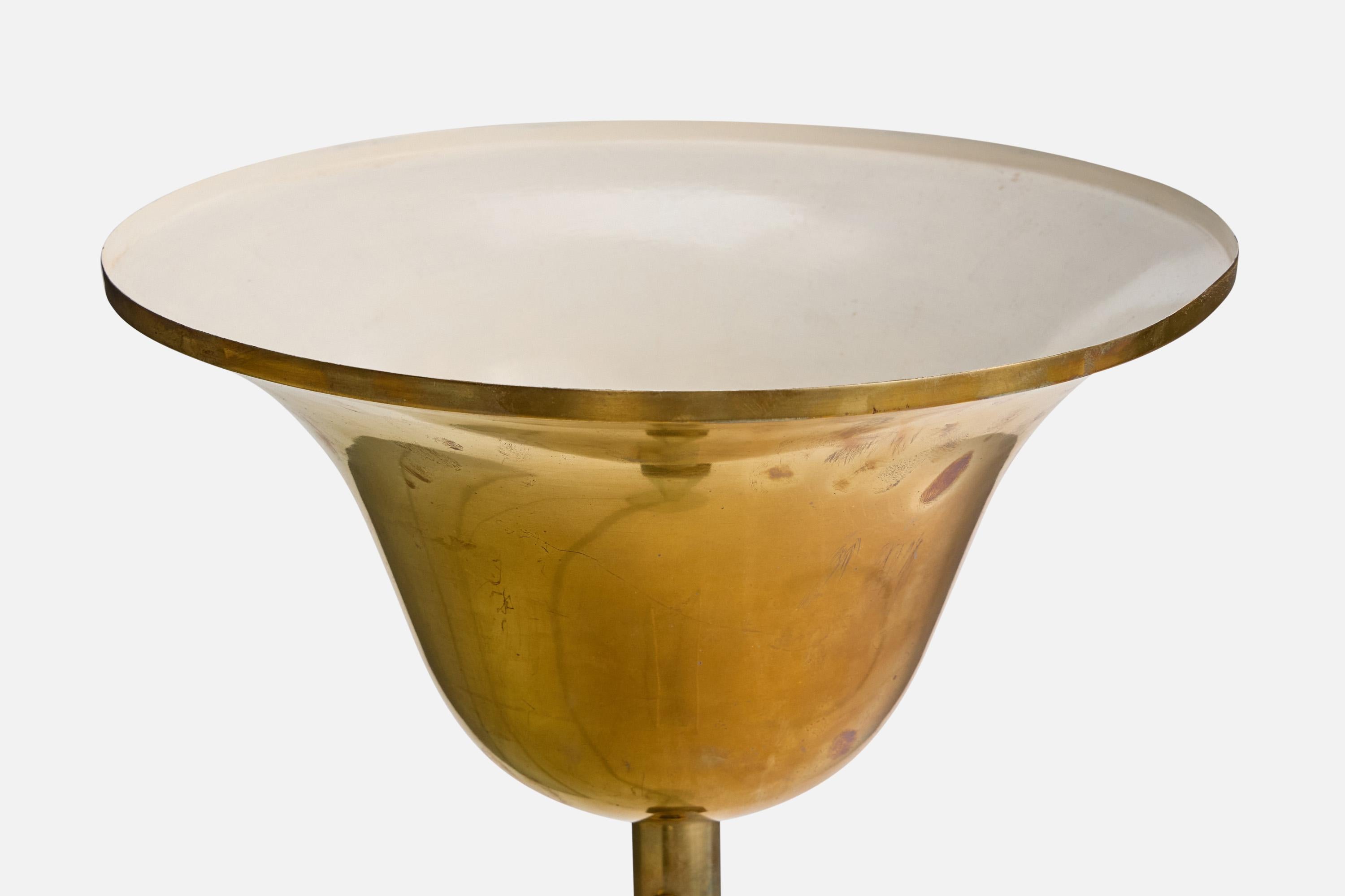Mid-20th Century Italian Designer, Floor Lamp, Brass, Glass, Italy, 1940s For Sale