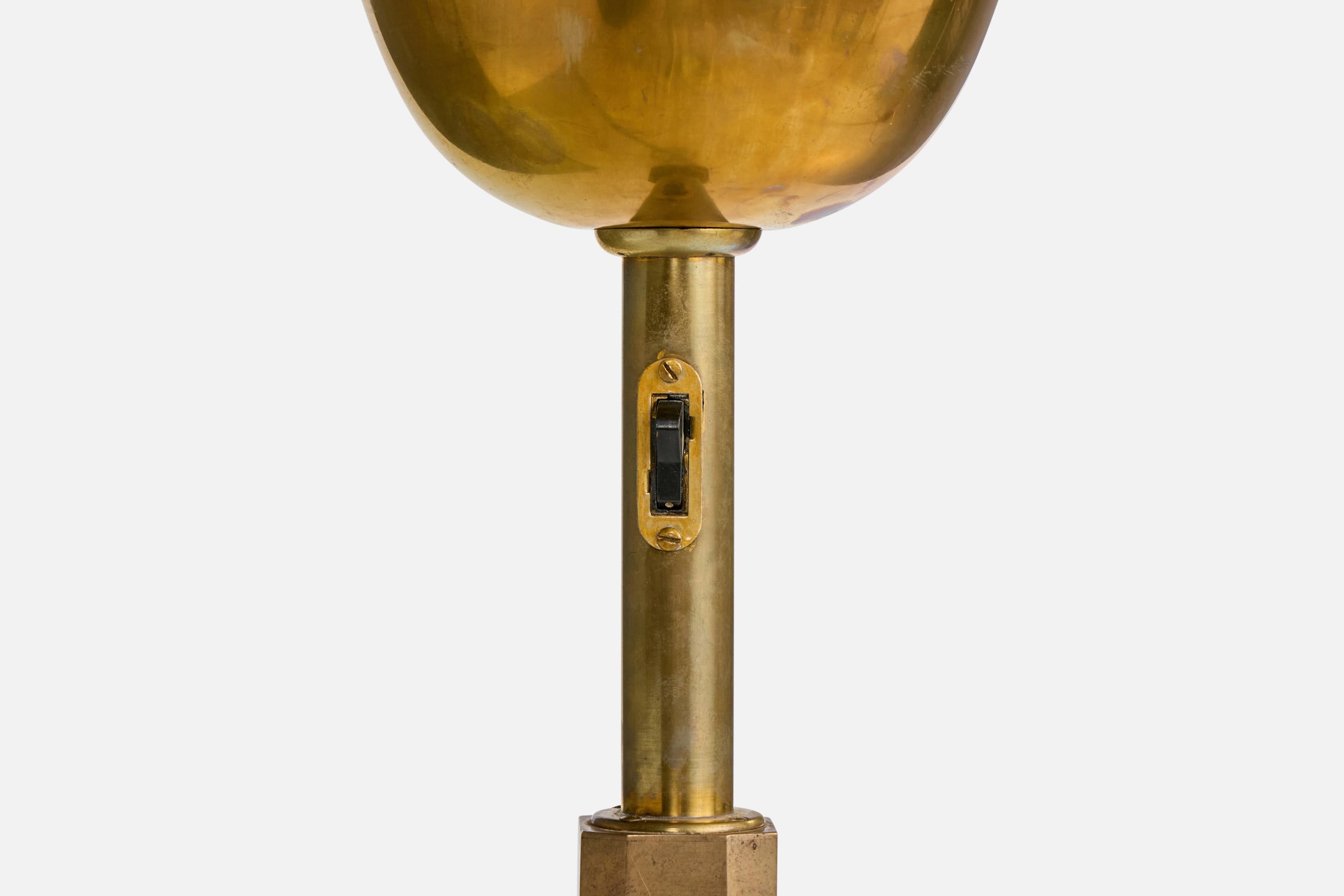 Italian Designer, Floor Lamp, Brass, Glass, Italy, 1940s For Sale 1