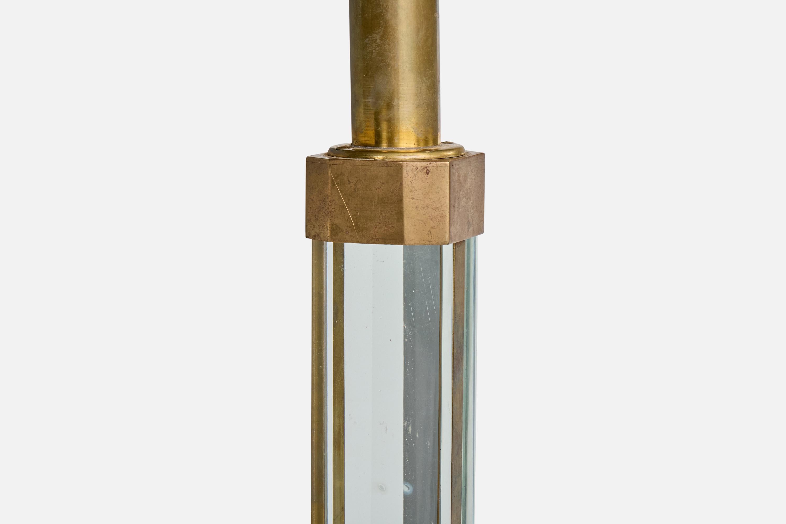 Italian Designer, Floor Lamp, Brass, Glass, Italy, 1940s For Sale 2