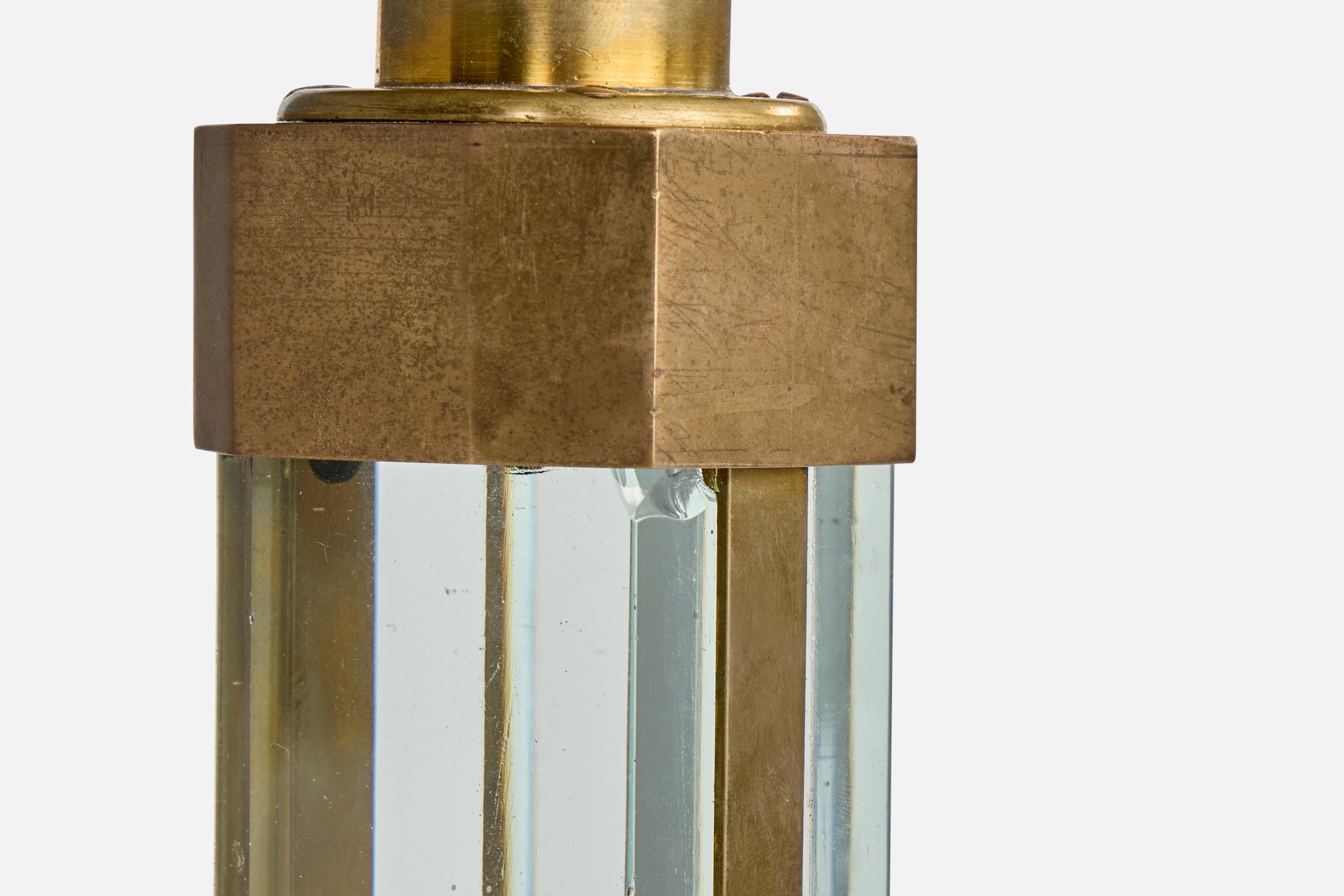 Italian Designer, Floor Lamp, Brass, Glass, Italy, 1940s For Sale 3