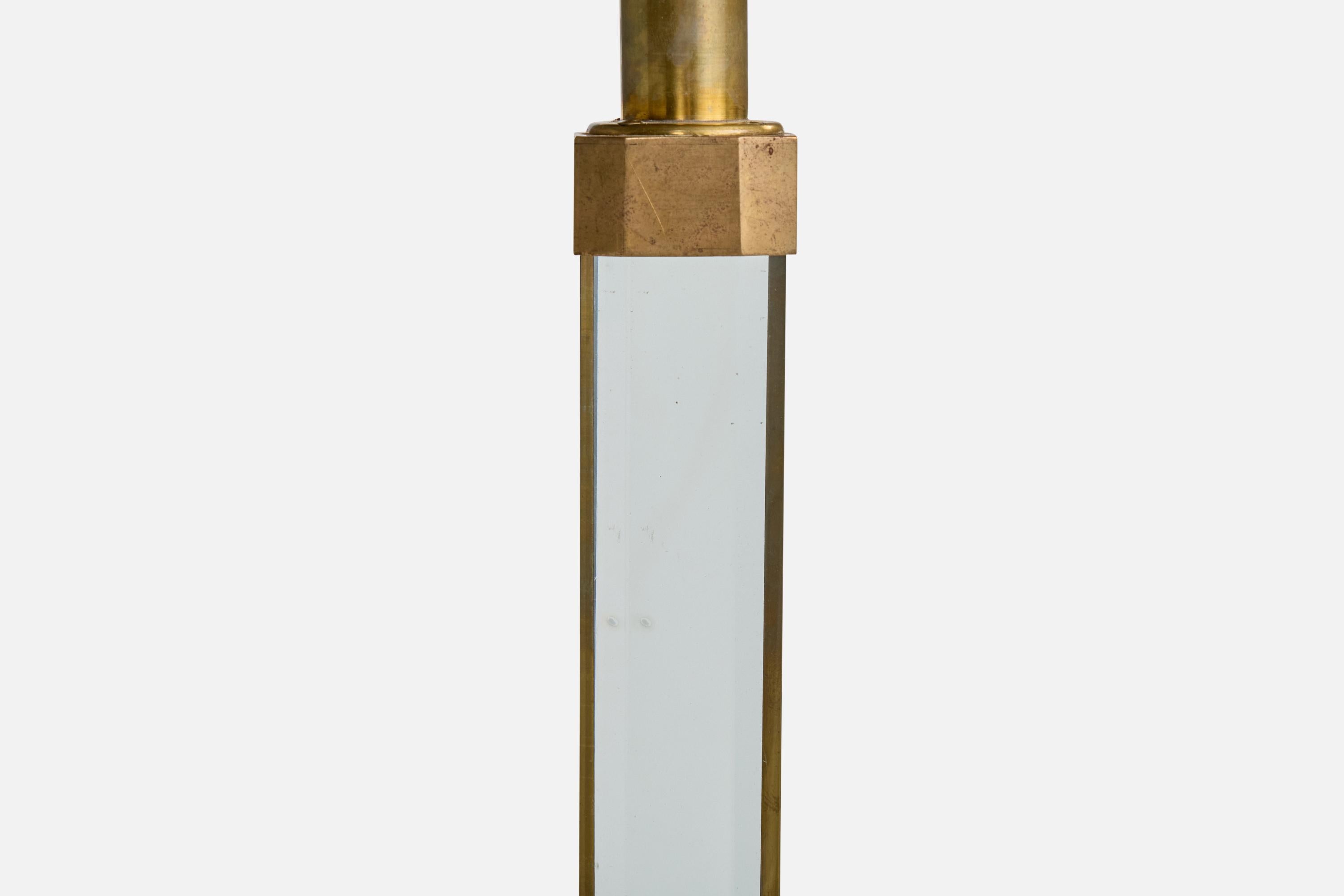 Italian Designer, Floor Lamp, Brass, Glass, Italy, 1940s For Sale 4
