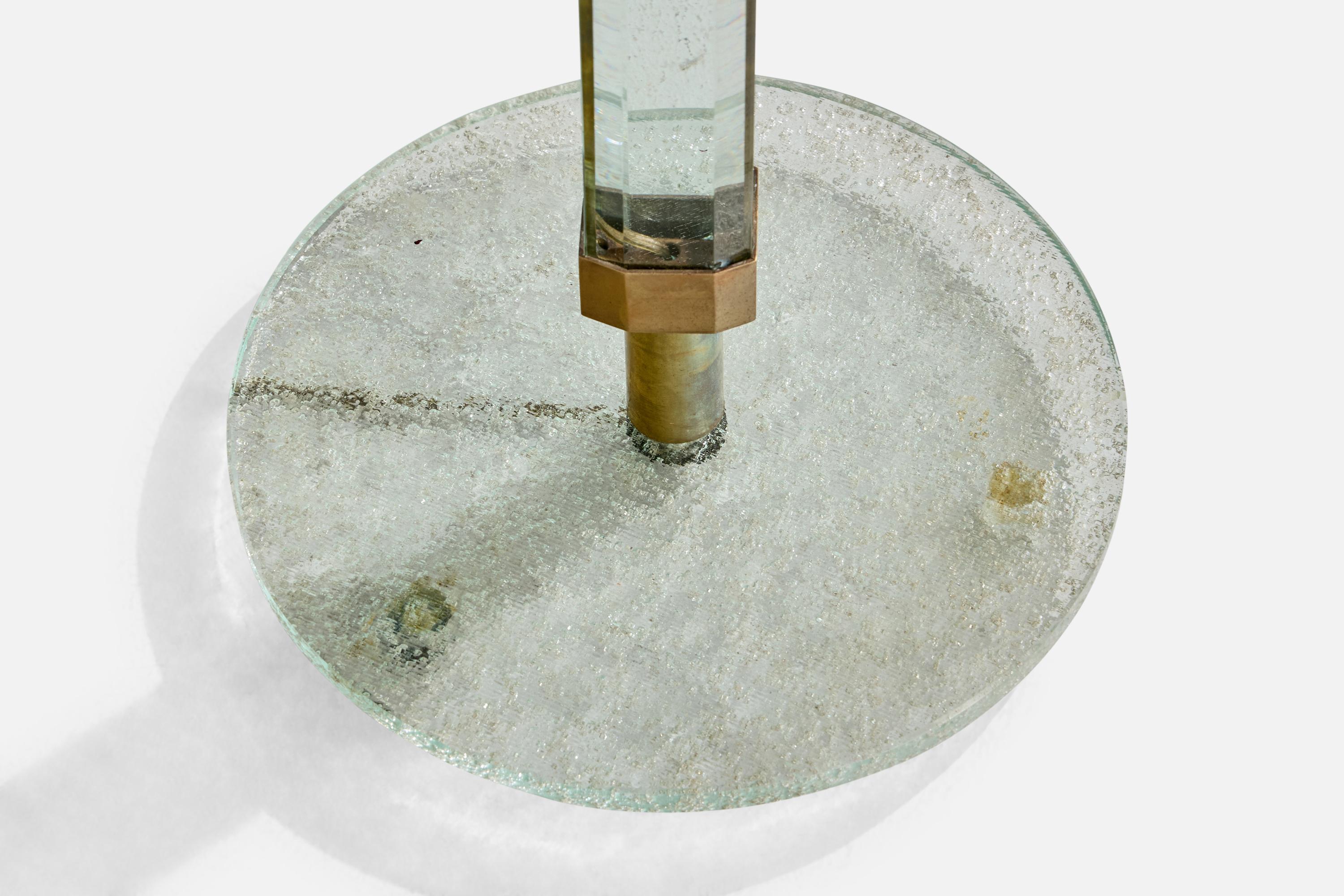 Italian Designer, Floor Lamp, Brass, Glass, Italy, 1940s For Sale 5