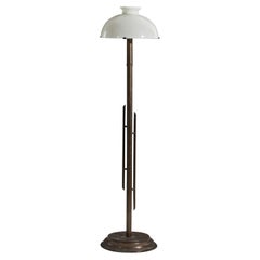 Italian Designer, Floor Lamp, Brass, Glass, Italy, 1940s