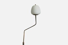 Lampada da terra di design italiano, ottone, vetro, Italia, anni '1950