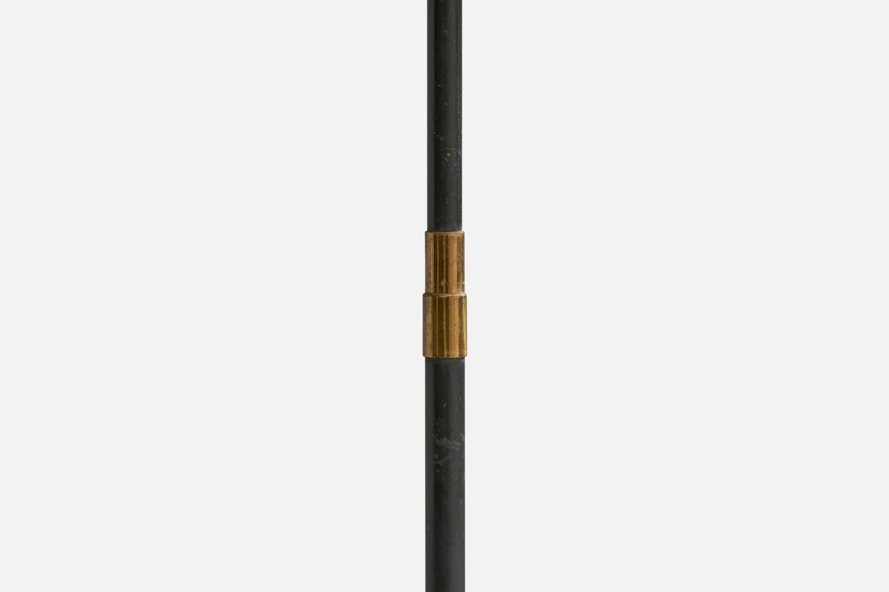 Italian Designer, Floor Lamp, Brass, Iron, Metal, Glass, Italy, 1950s For Sale 2