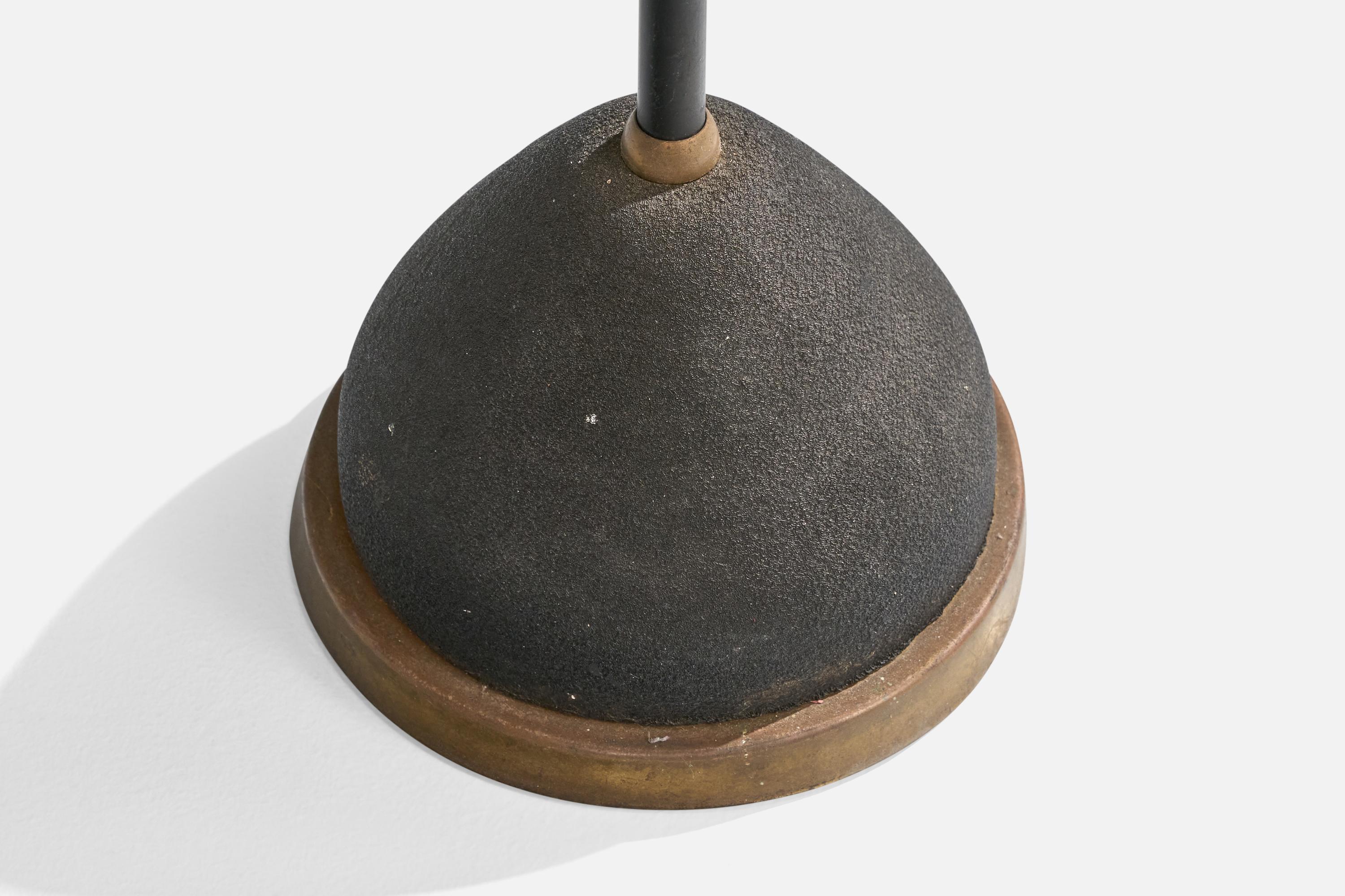 Italian Designer, Floor Lamp, Brass, Iron, Metal, Glass, Italy, 1950s For Sale 3