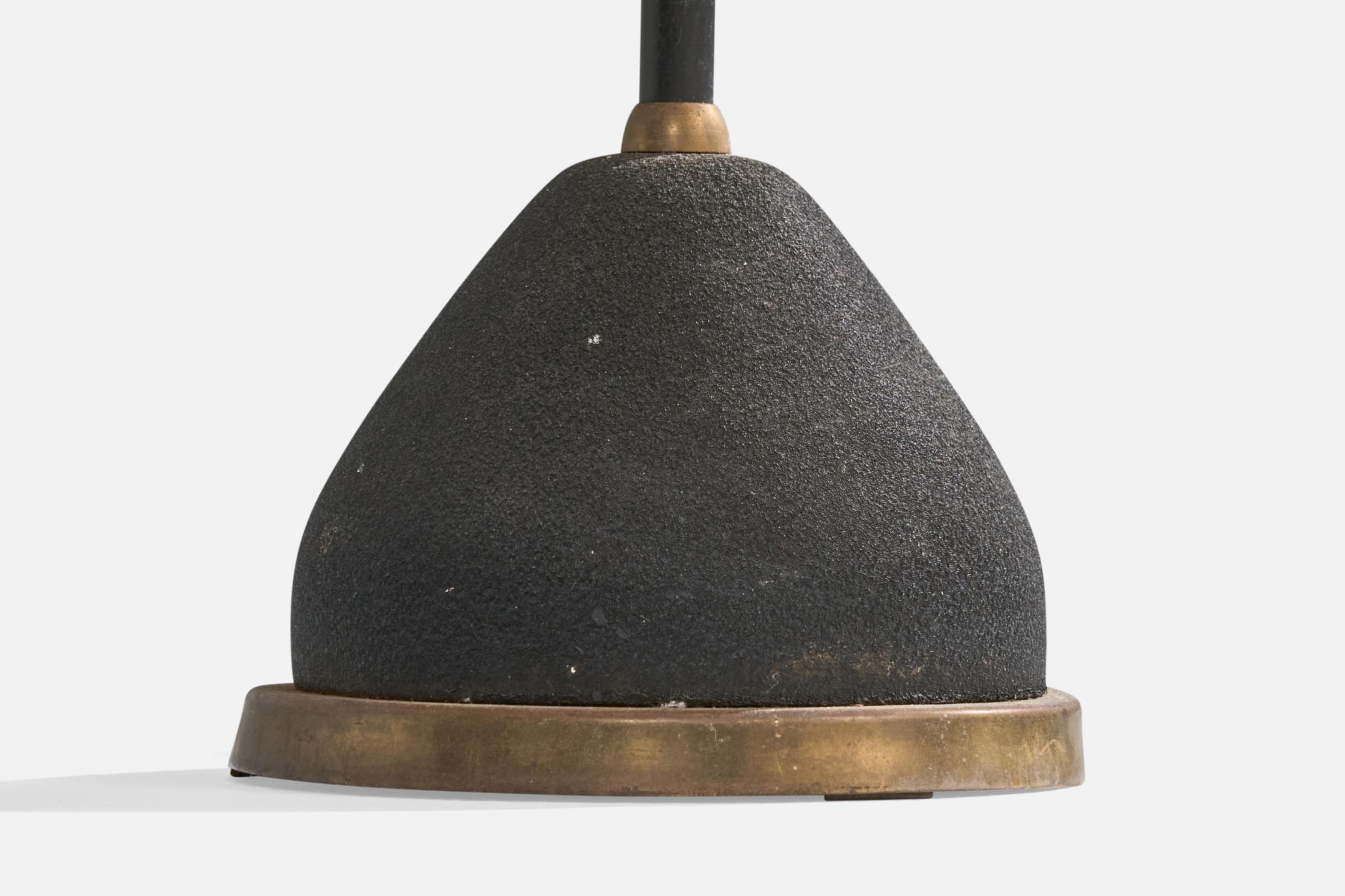 Italian Designer, Floor Lamp, Brass, Iron, Metal, Glass, Italy, 1950s For Sale 4