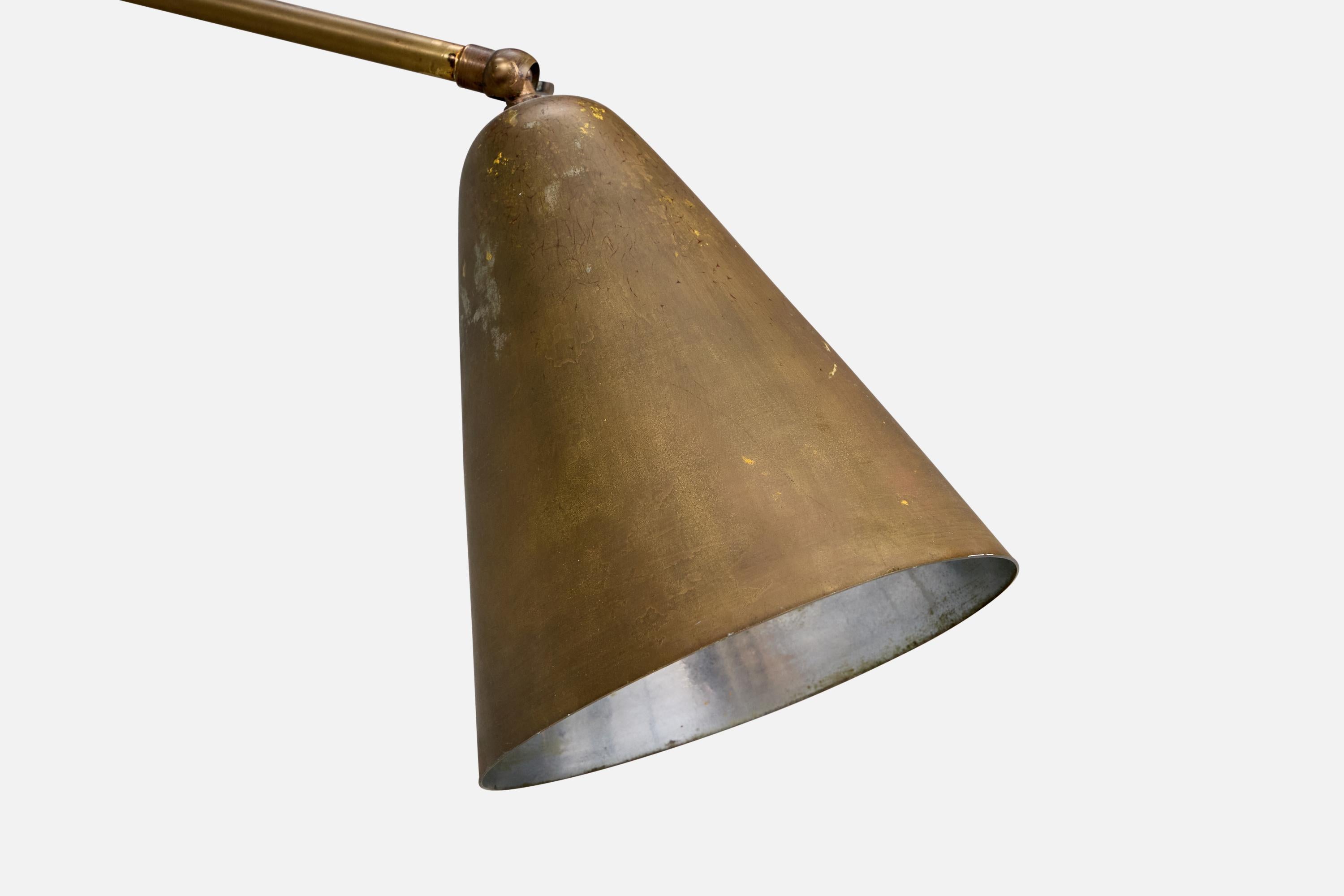 Italian Designer, Floor Lamp, Brass, Italy, 1950s In Good Condition For Sale In High Point, NC