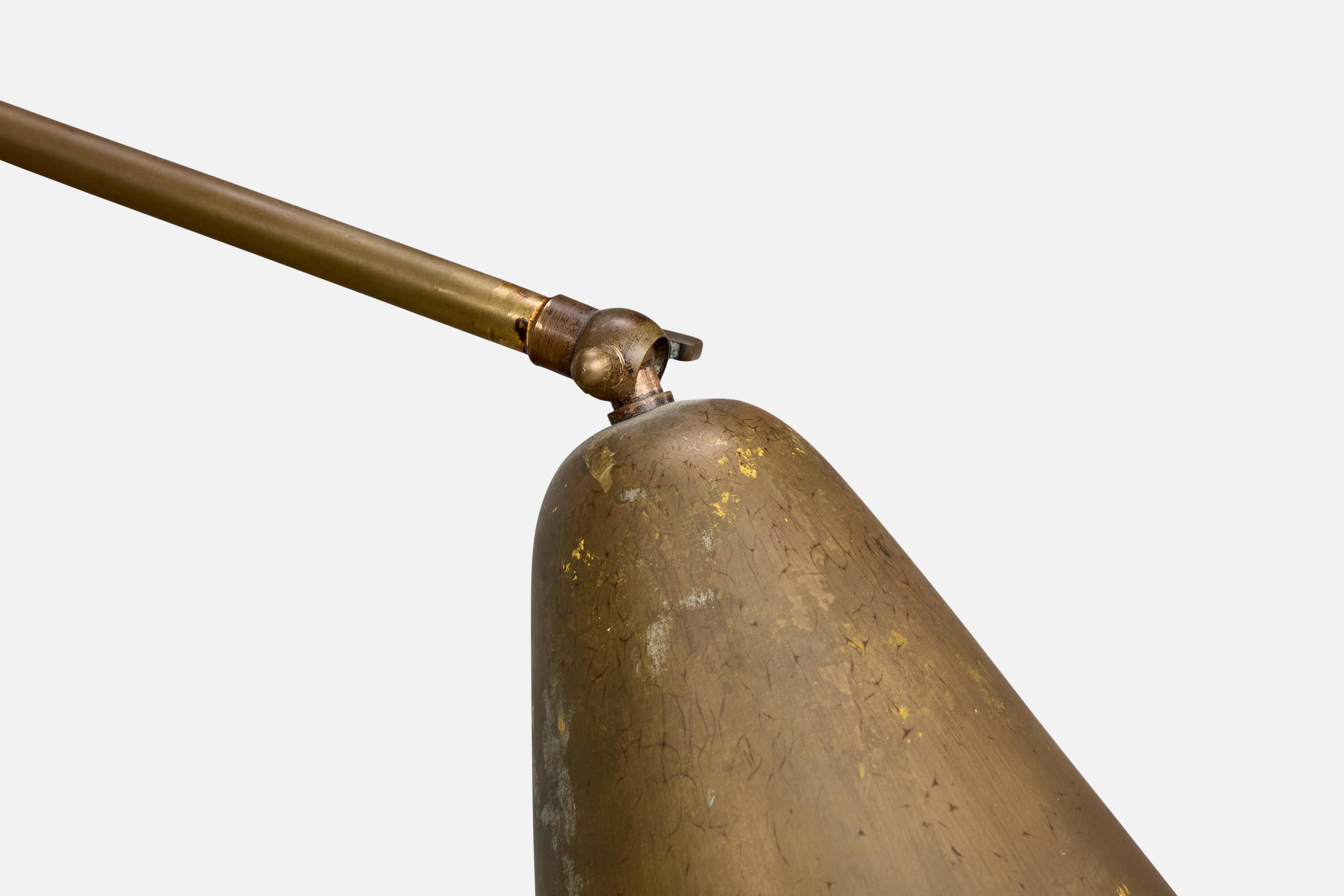 Mid-20th Century Italian Designer, Floor Lamp, Brass, Italy, 1950s For Sale