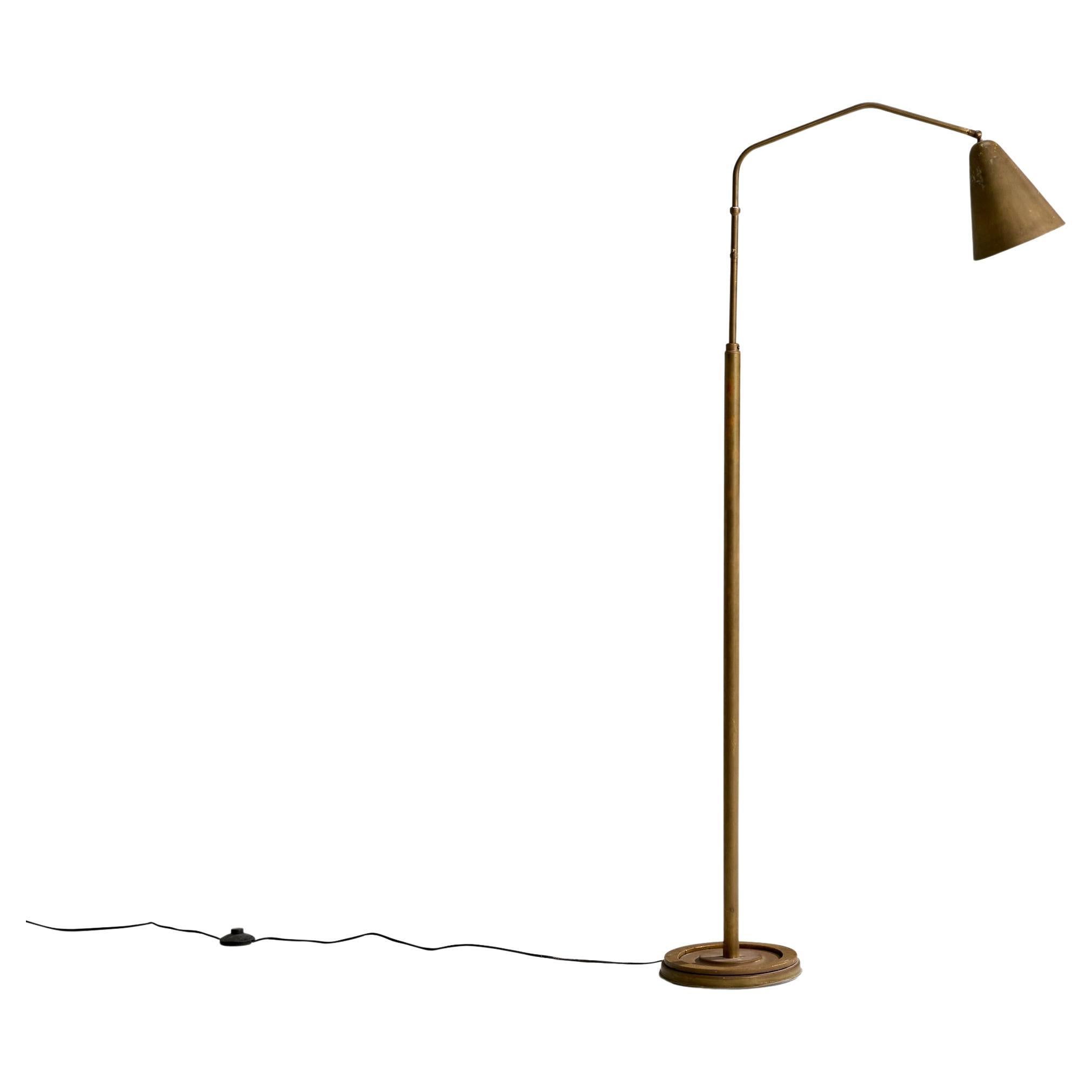 Italian Designer, Floor Lamp, Brass, Italy, 1950s For Sale