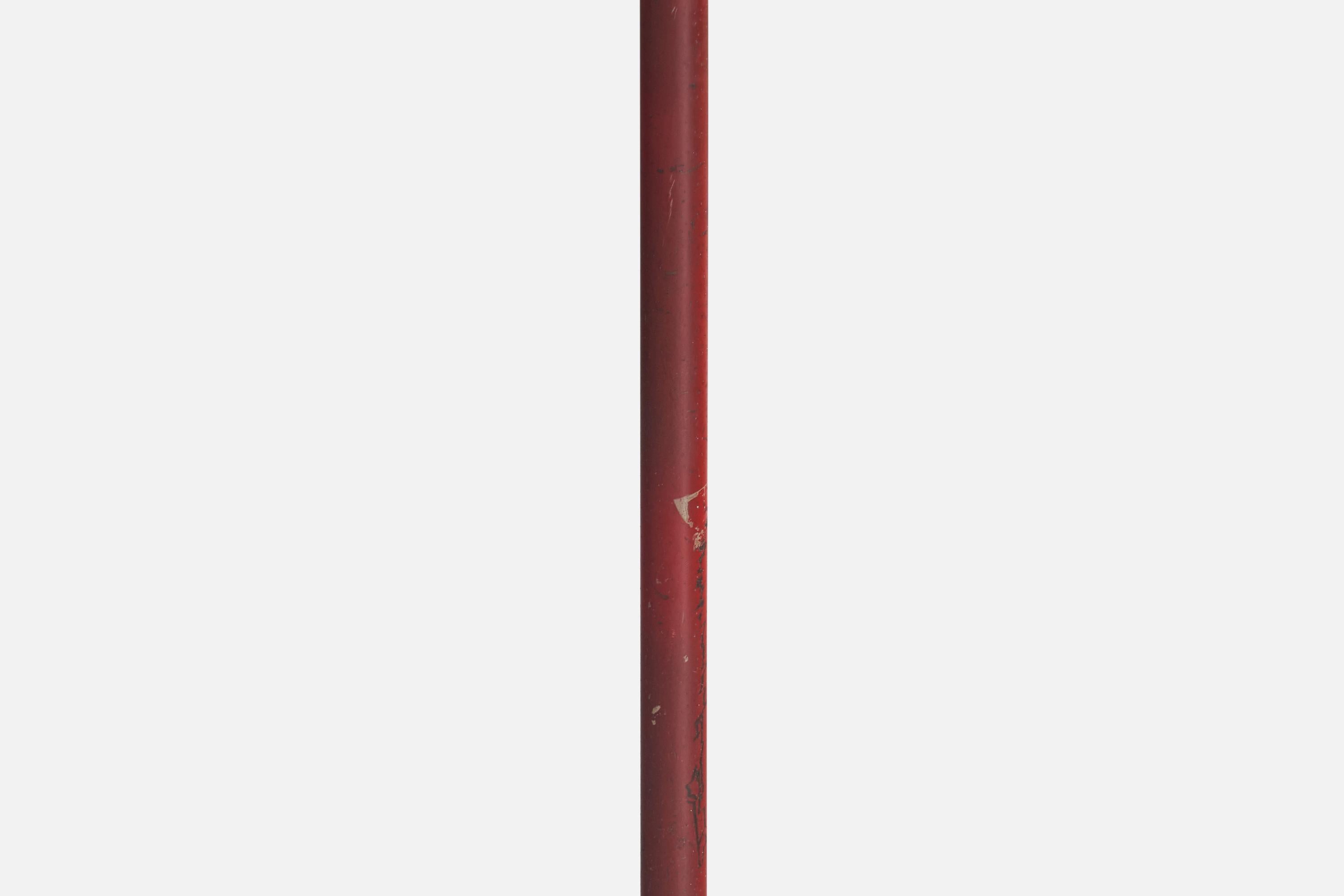 Designer italien, lampadaire, laiton, similicuir, rotin, Italie, années 1940 en vente 2