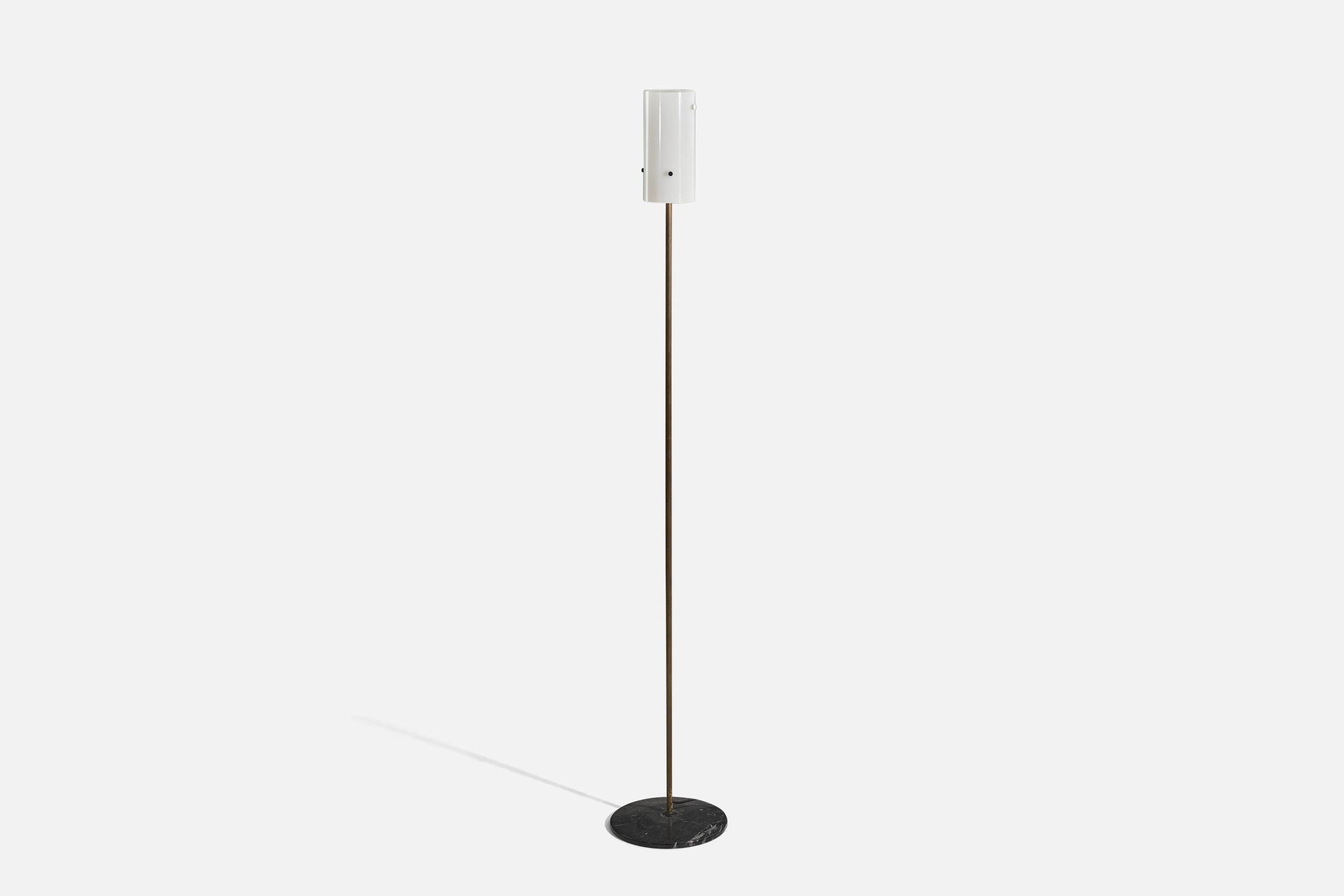 A brass, marble and acrylic floor lamp designed and produced in Italy, c. 1950s.



