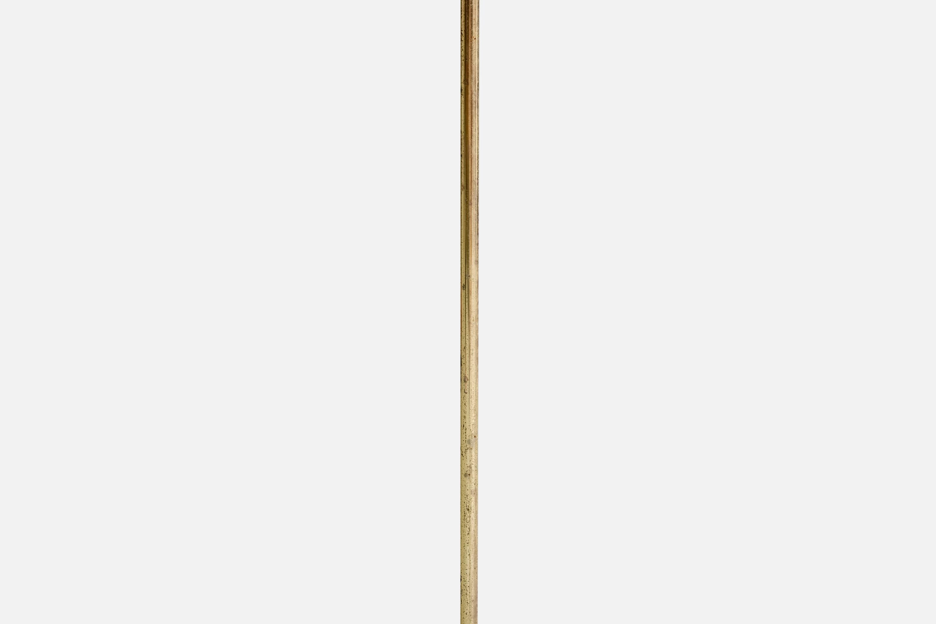 Lampadaire de designer italien, laiton, marbre, tissu, Italie, années 1950 Bon état - En vente à High Point, NC