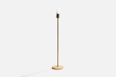 Italian Designer, Floor Lamp, Brass, Marble, Glass, Italy, 1950s
