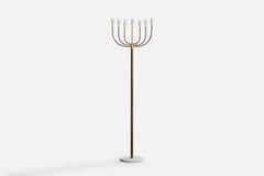 Italian Designer, Floor Lamp, Brass, Marble, Metal, Italy, 1950s