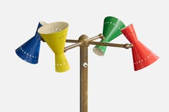 Diseñador italiano, Lámpara de pie, Latón, Mármol, Metal, Italia, Años 50
