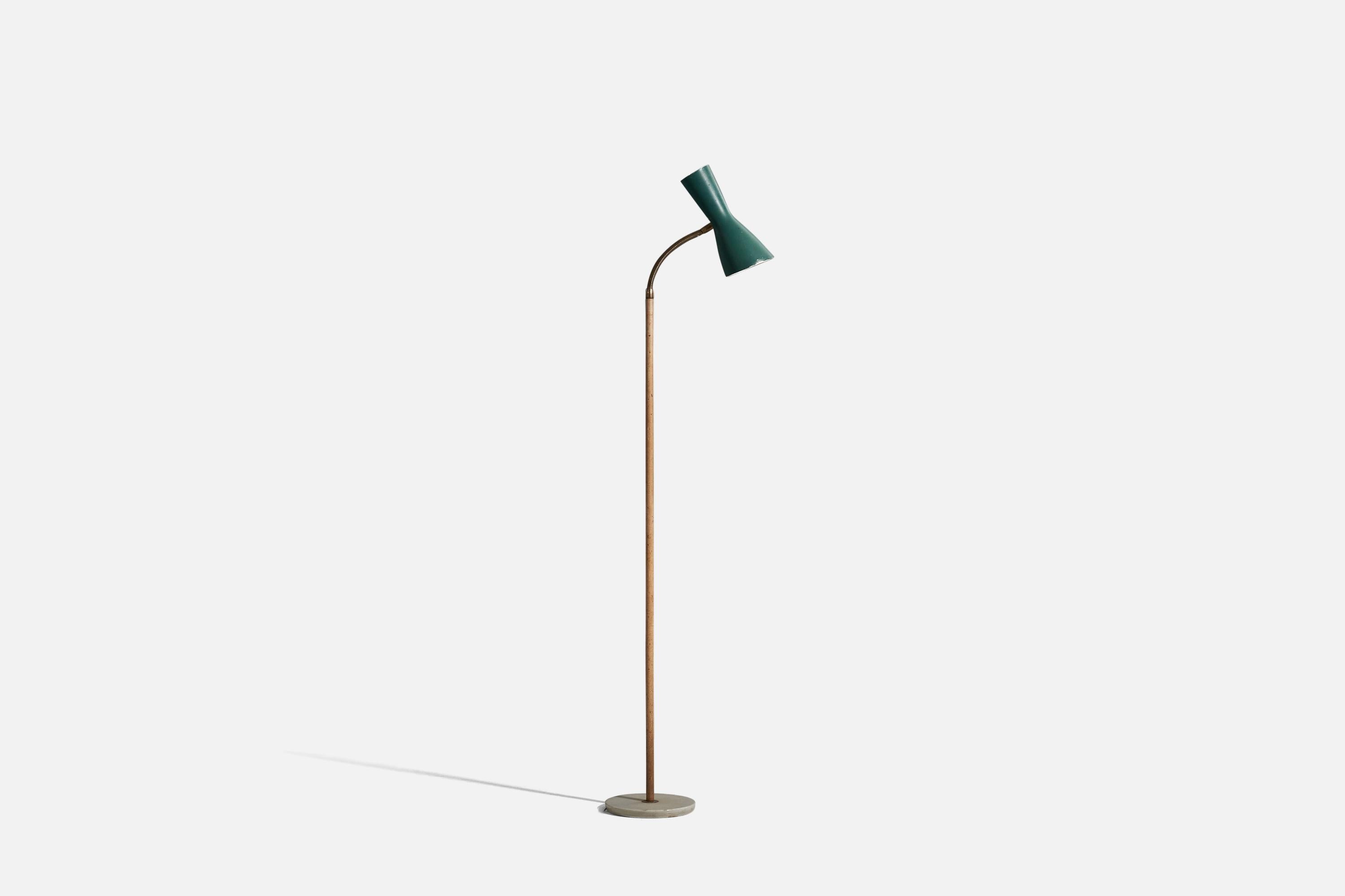 Italian Designer, Floor Lamp, Brass, Marble, Metal, Italy, 1950s In Fair Condition For Sale In High Point, NC