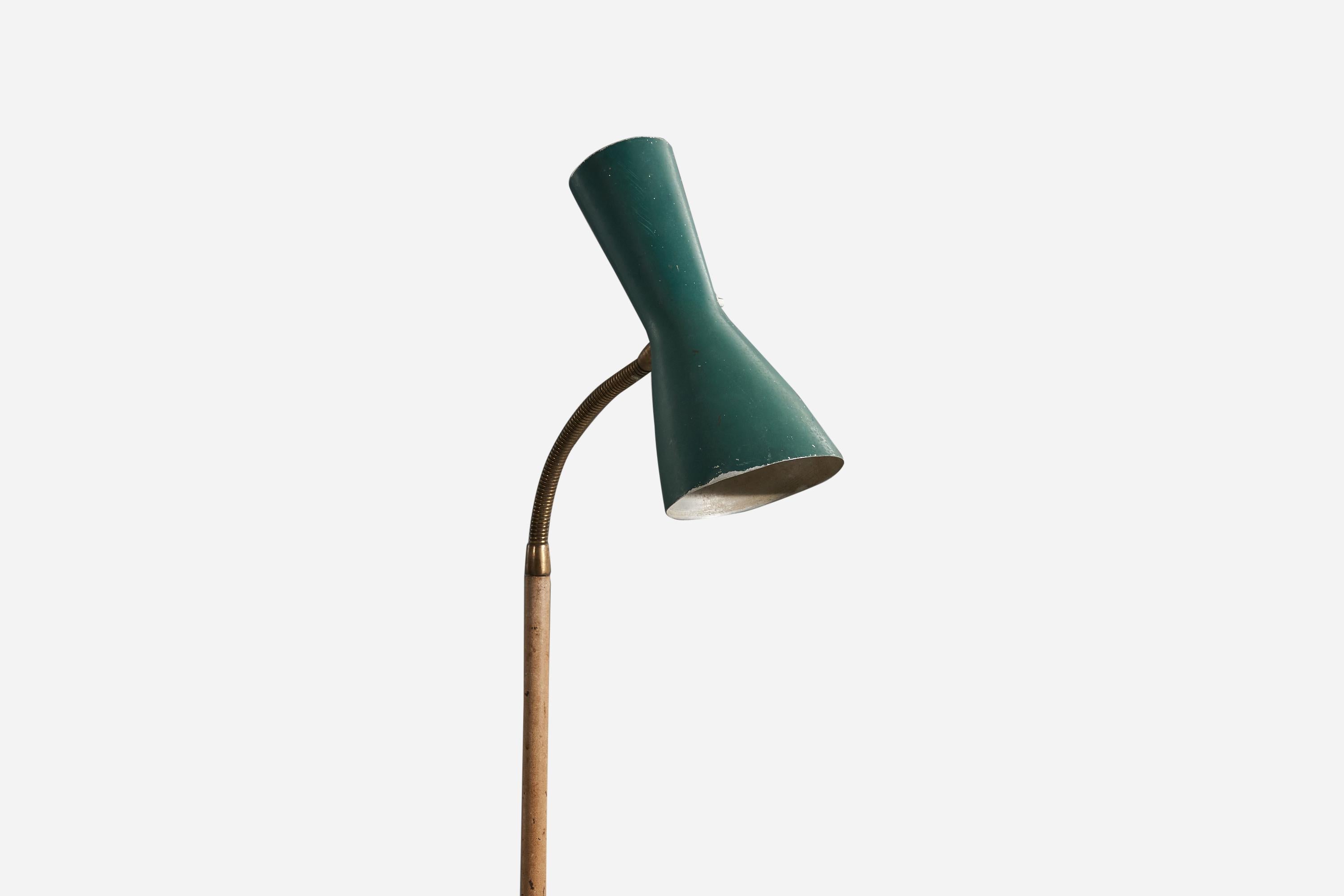 Mid-20th Century Italian Designer, Floor Lamp, Brass, Marble, Metal, Italy, 1950s For Sale