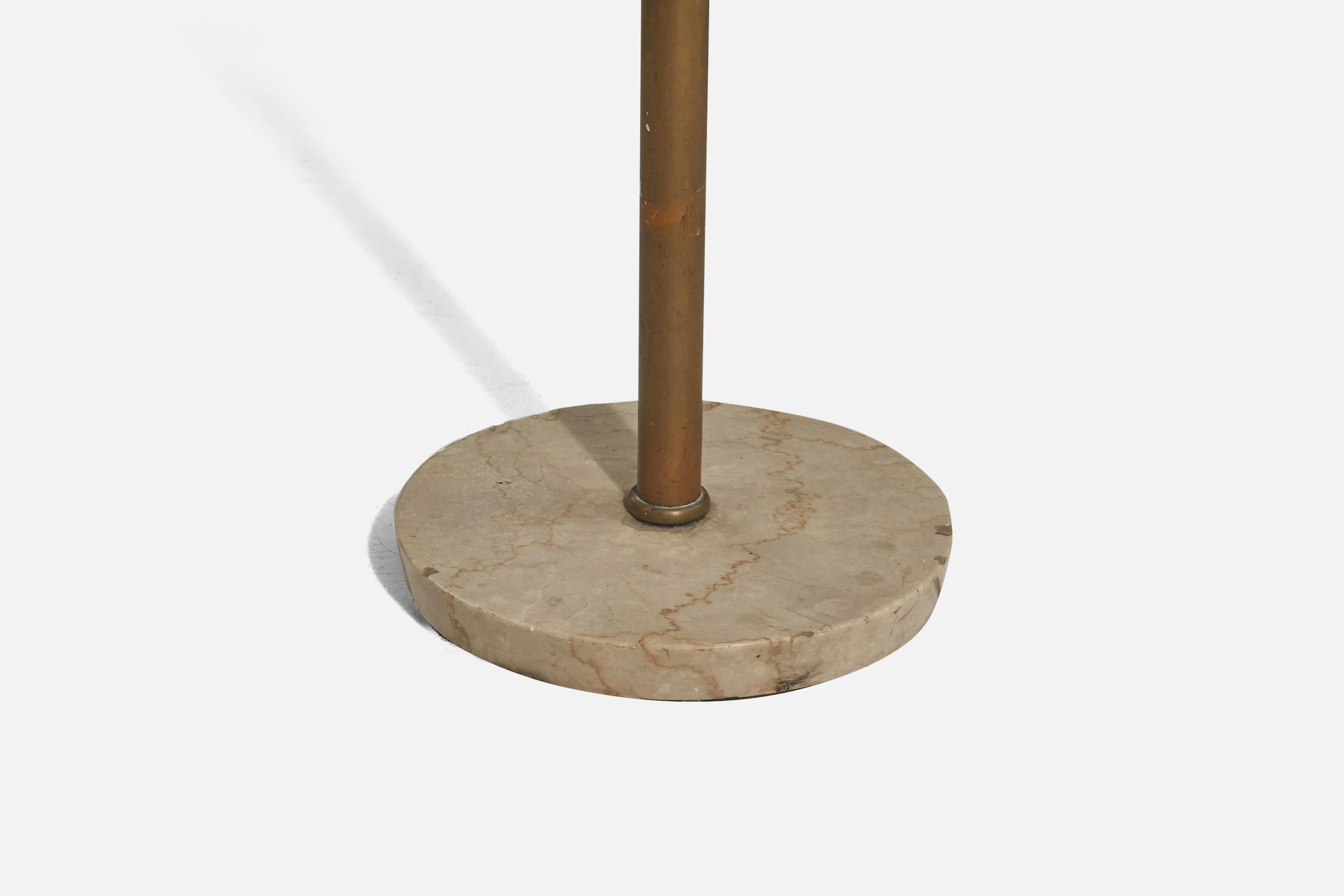 Mid-20th Century Italian Designer, Floor Lamp, Brass, Marble, Metal, Italy, 1950s For Sale