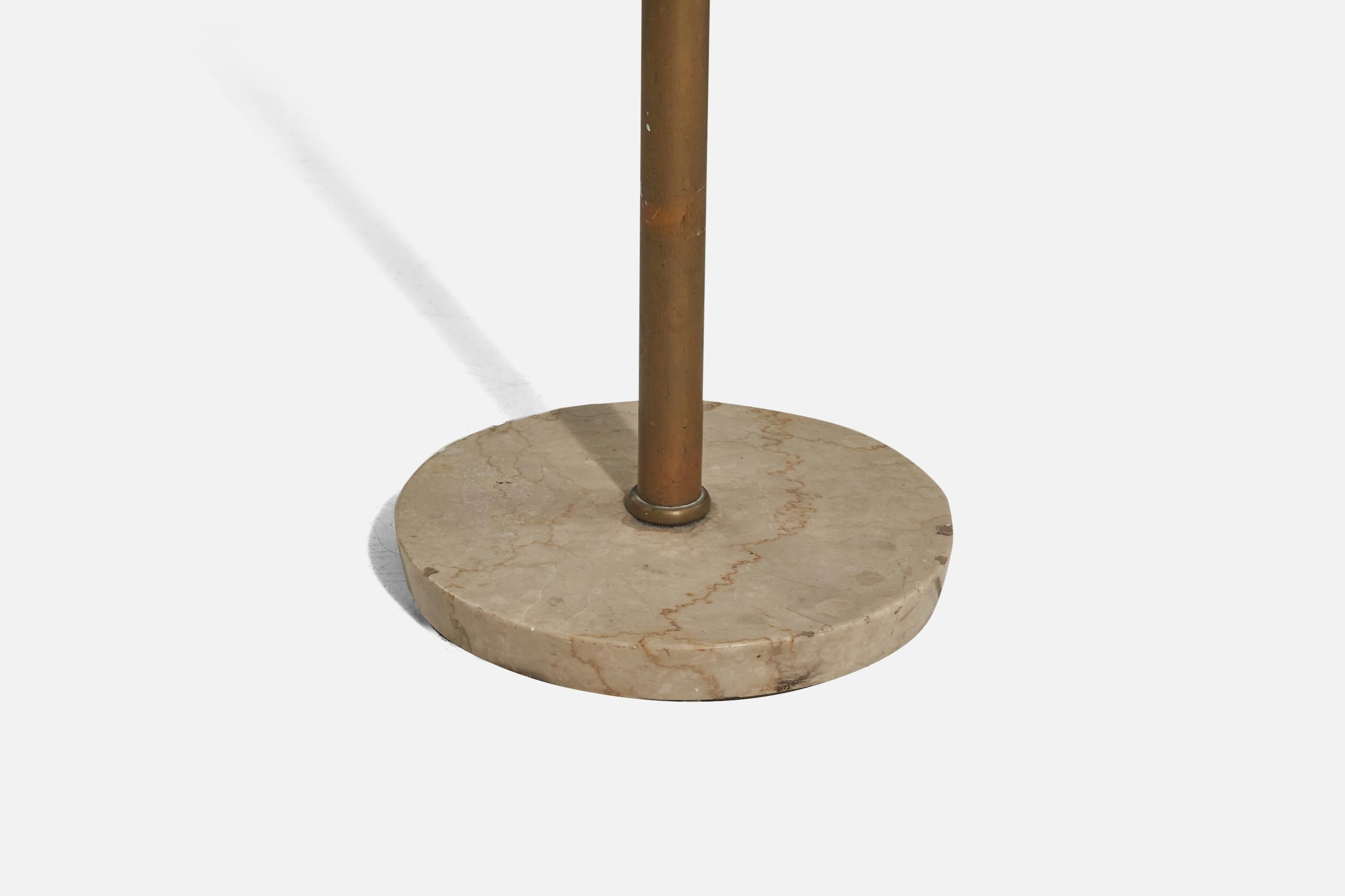 Mid-20th Century Italian Designer, Floor Lamp, Brass, Marble, Metal, Italy, 1950s