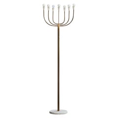 Italian Designer, Floor Lamp, Brass, Marble, Metal, Italy, 1950s