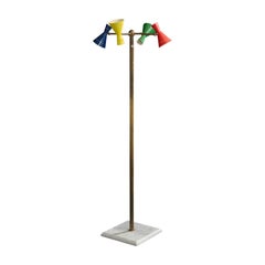 Diseñador italiano, Lámpara de pie, Latón, Mármol, Metal, Italia, Años 50