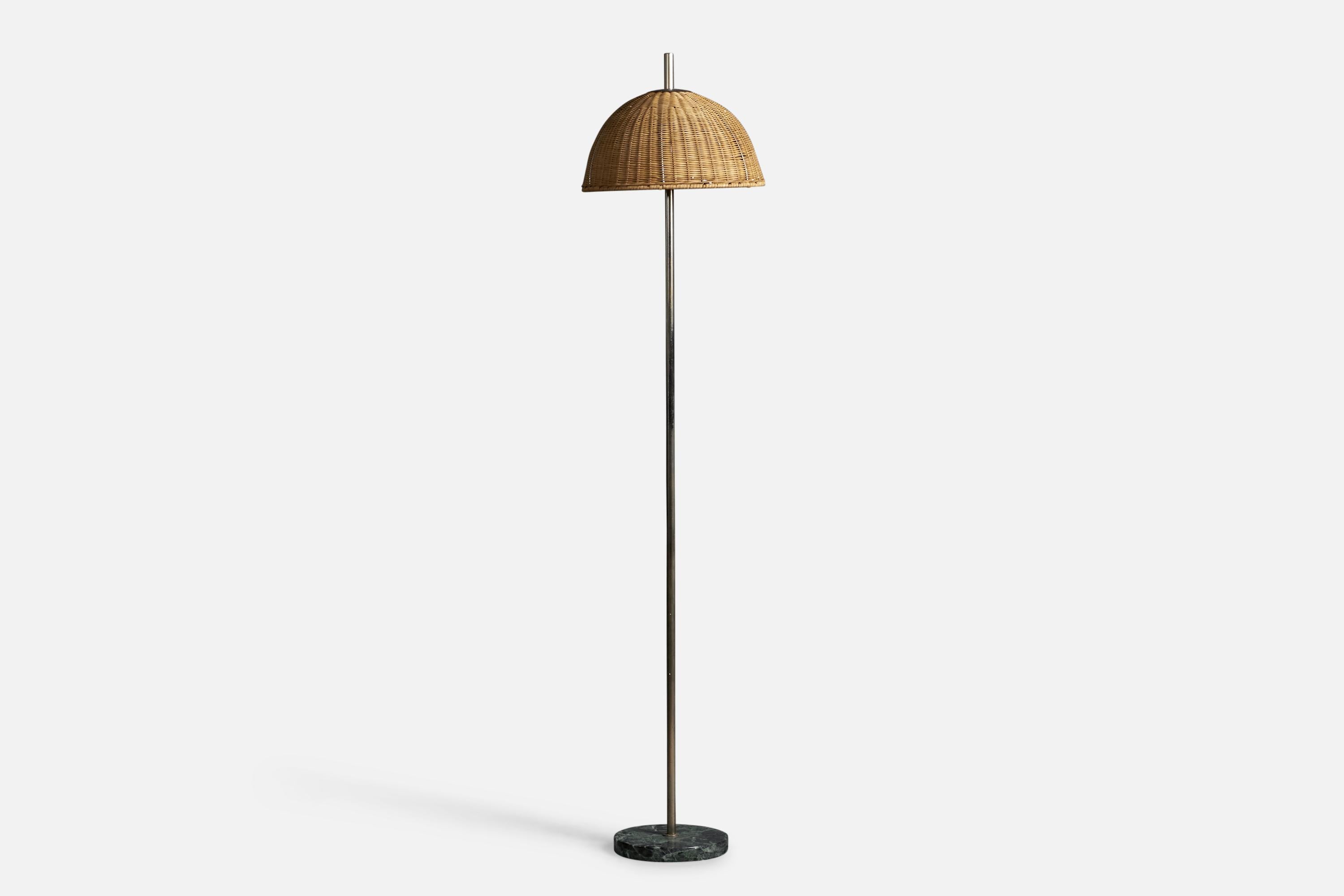 A brass, marble and rattan floor lamp, designed and produced in Italy, 1950s

E-26 bulb - two sockets