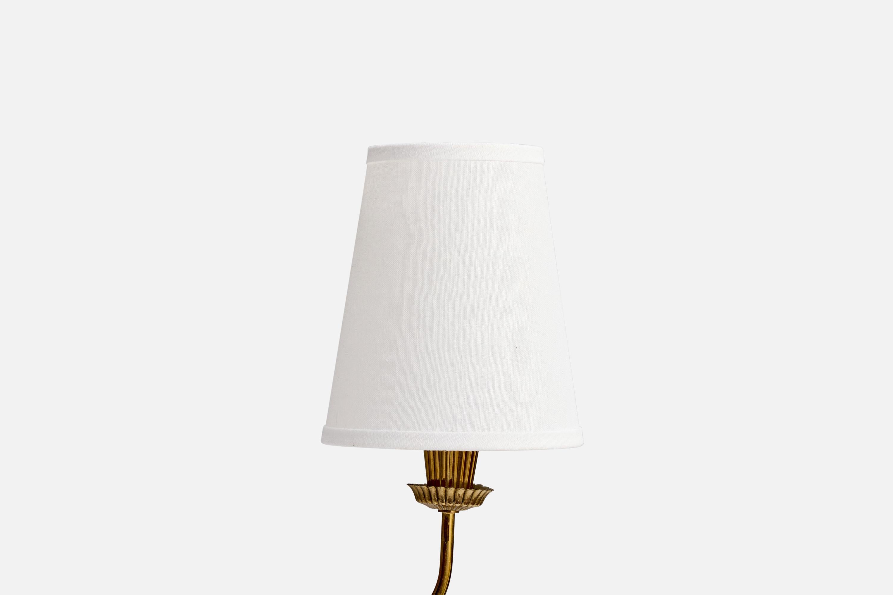 Italiano Lampada da terra di design italiano, ottone, metallo, tessuto, Italia, anni '1950 in vendita