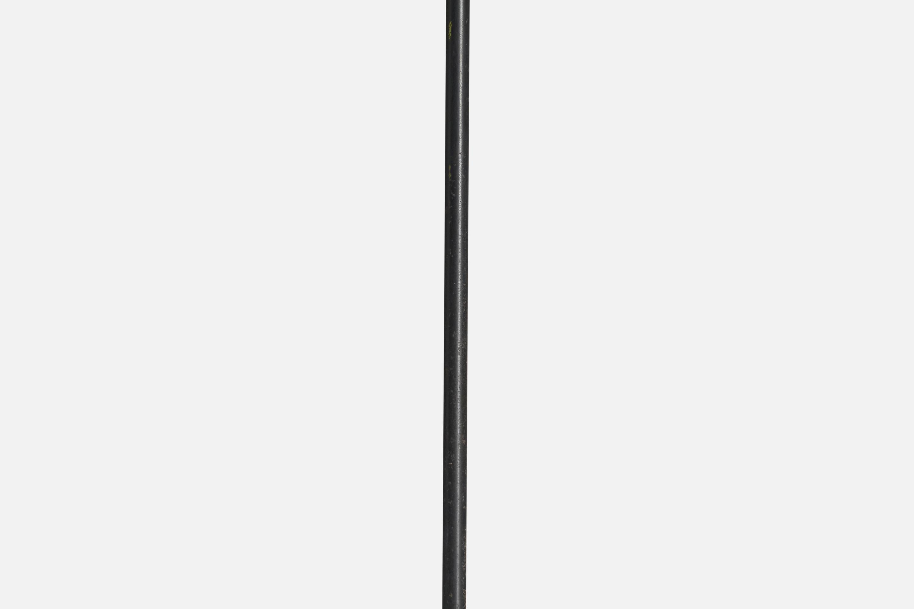 Mid-20th Century Italian Designer, Floor Lamp, Brass, Metal, Fabric, Italy, 1950s For Sale