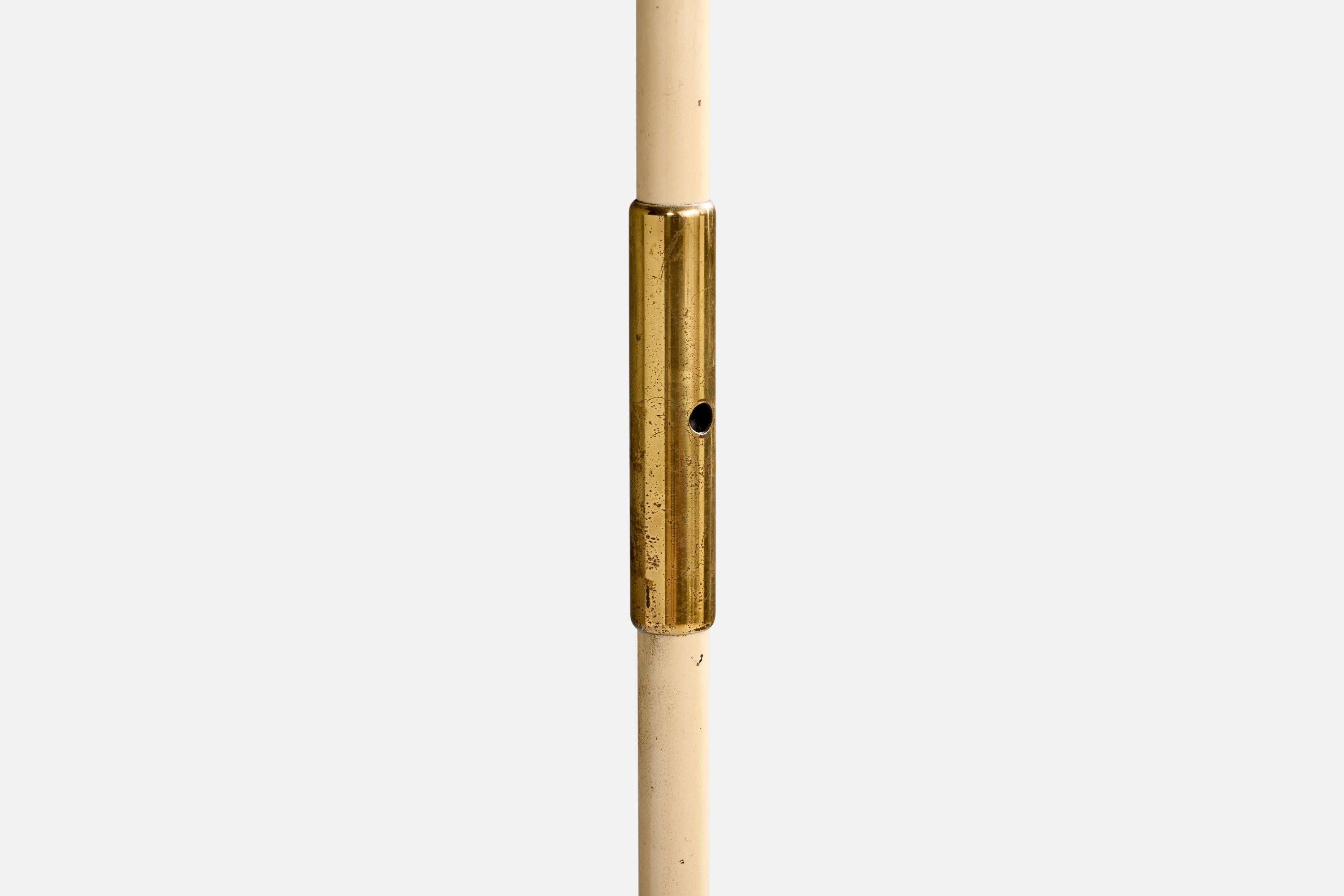 Lampada da terra di design italiano, ottone, metallo, tessuto, Italia, anni '1950 in vendita 1