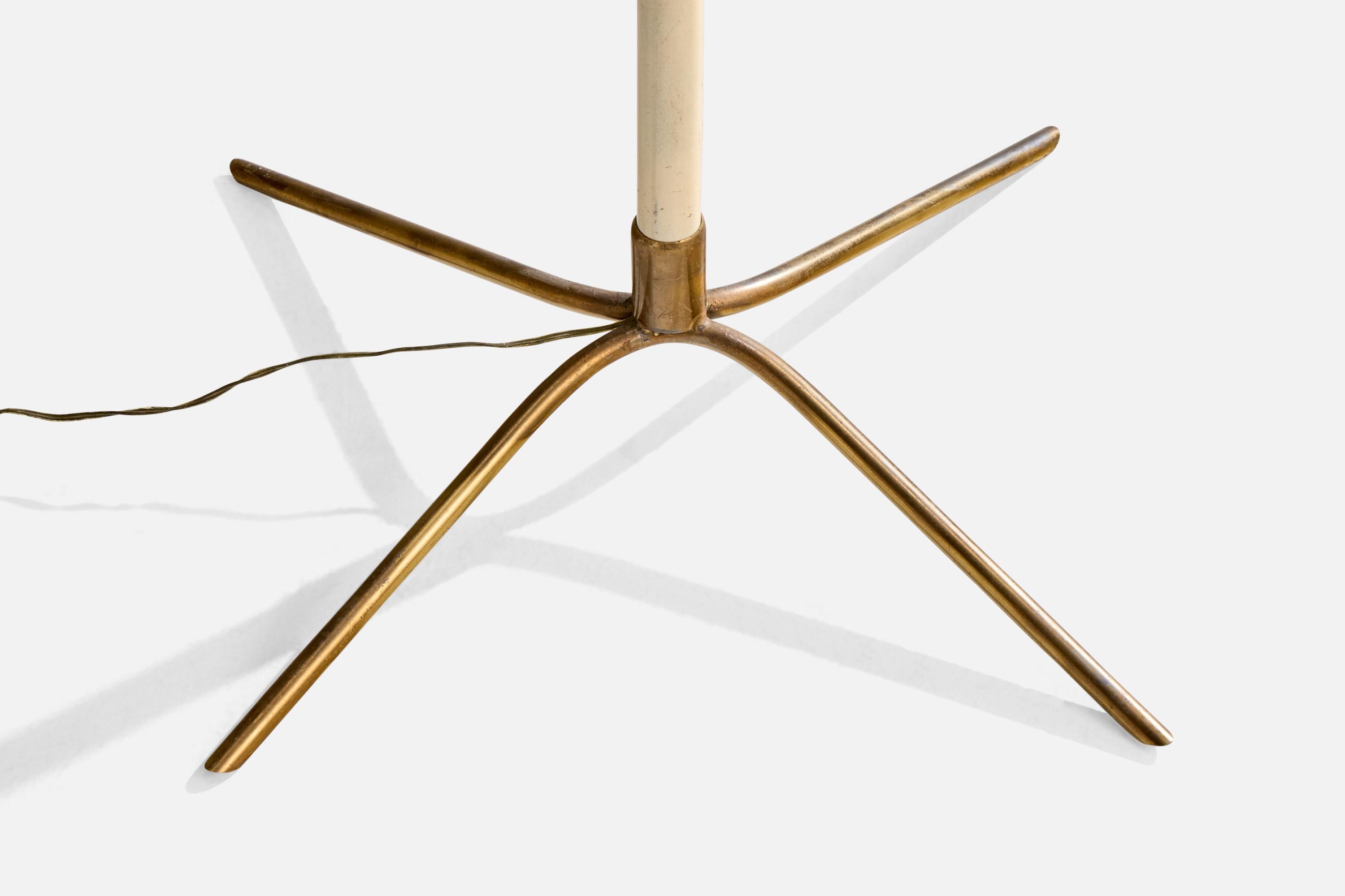 Lampada da terra di design italiano, ottone, metallo, tessuto, Italia, anni '1950 in vendita 2