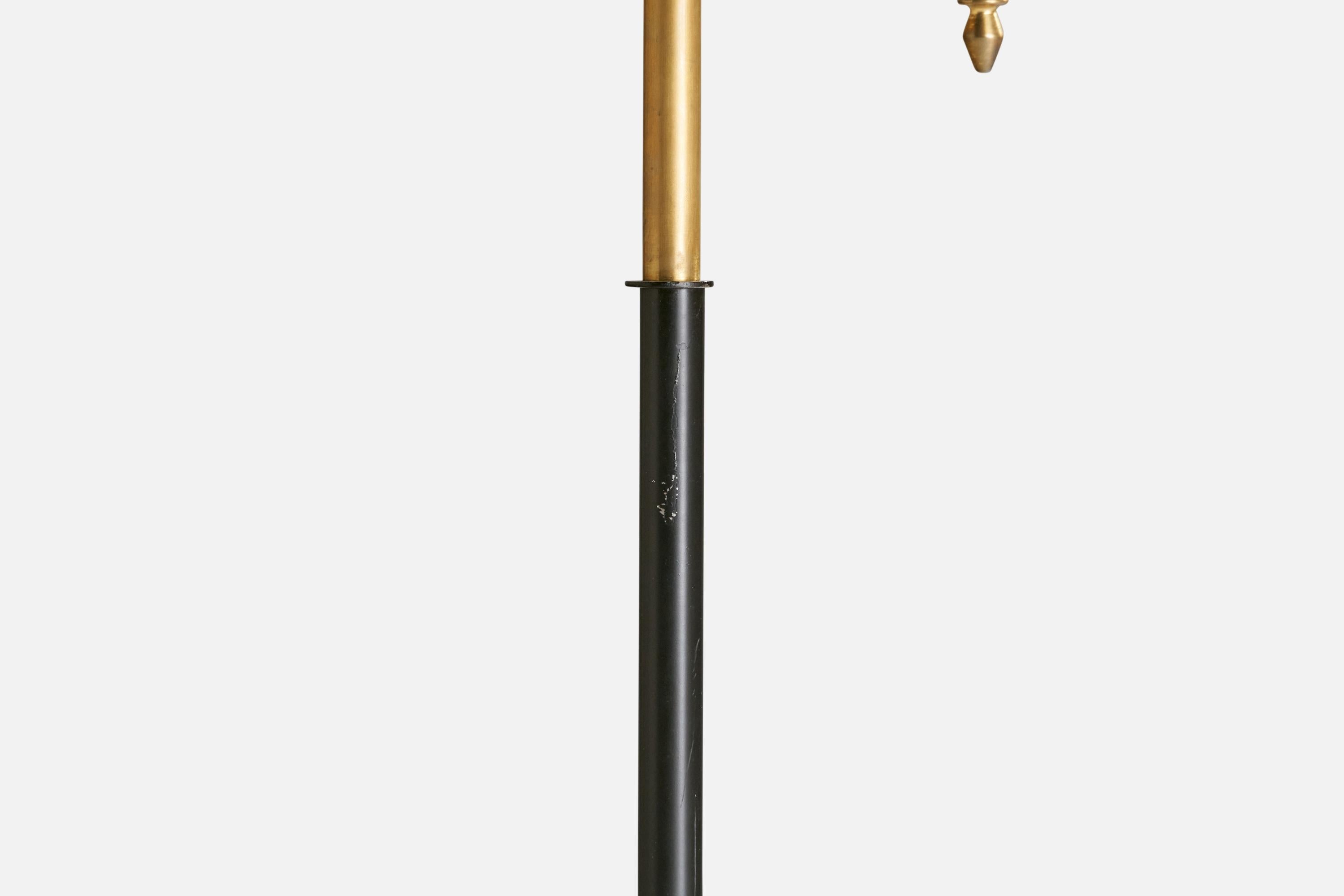 Mid-20th Century Italian Designer, Floor Lamp, Brass, Metal, Glass, Italy, 1950s For Sale
