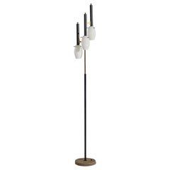 Italienische italienische Designerin, Stehlampe, Messing, Metall, Glas, Marmor, Italien, 1960er Jahre