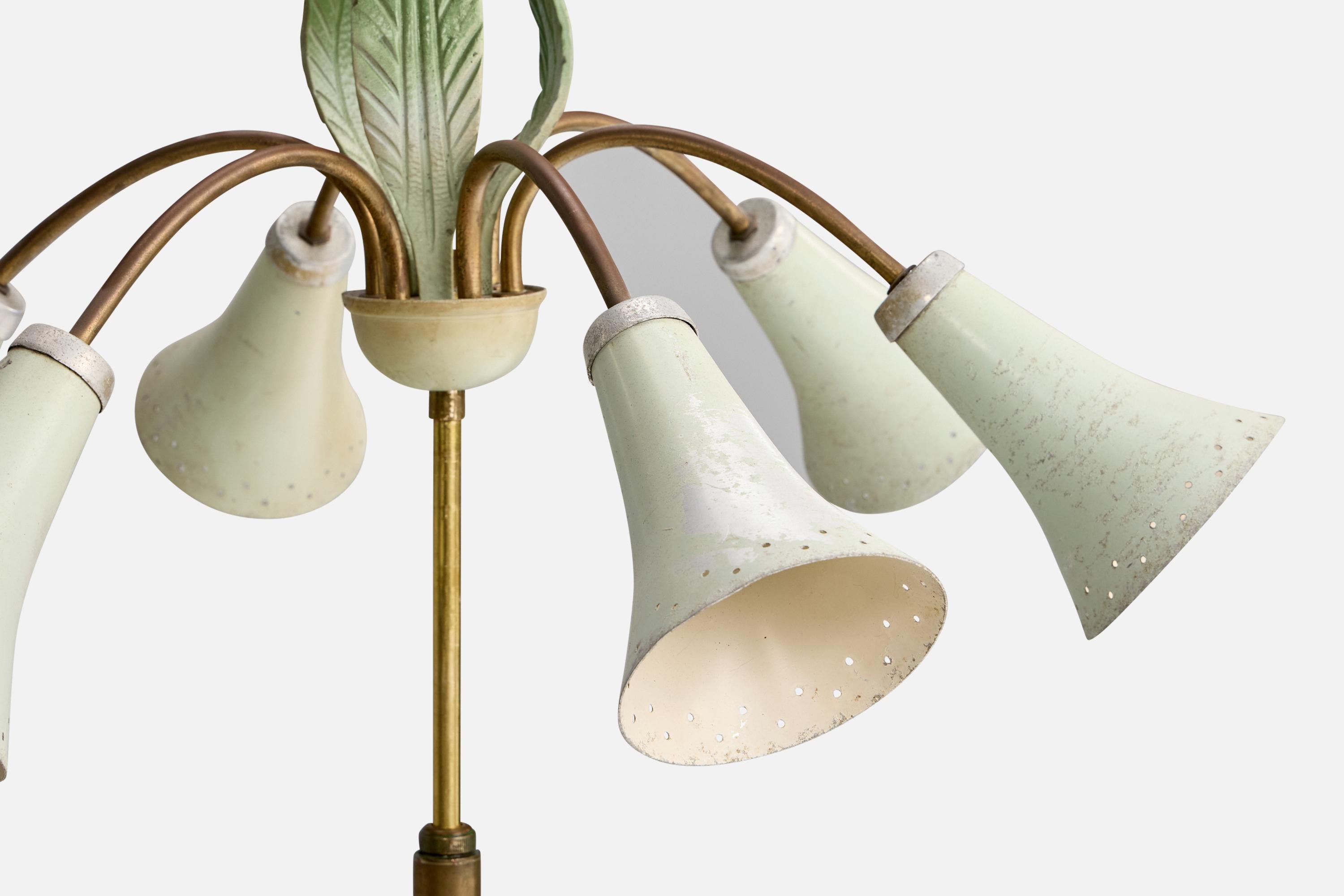 Mid-20th Century Italian Designer, Floor Lamp, Brass, Metal, Iron, Italy, 1950s For Sale