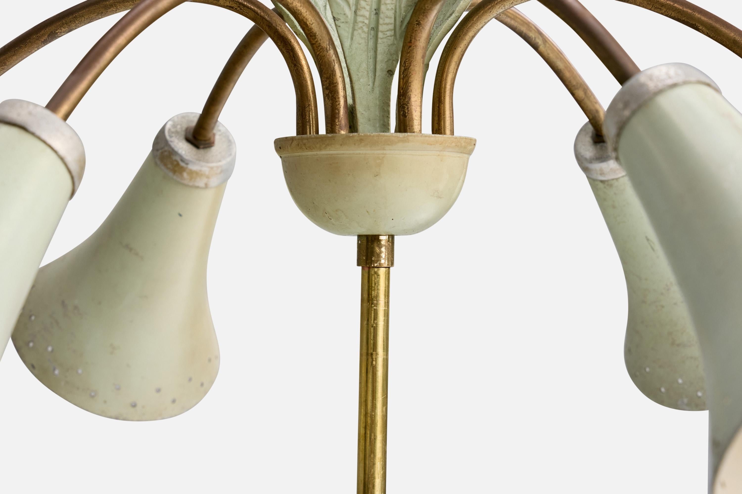 Italian Designer, Floor Lamp, Brass, Metal, Iron, Italy, 1950s For Sale 2