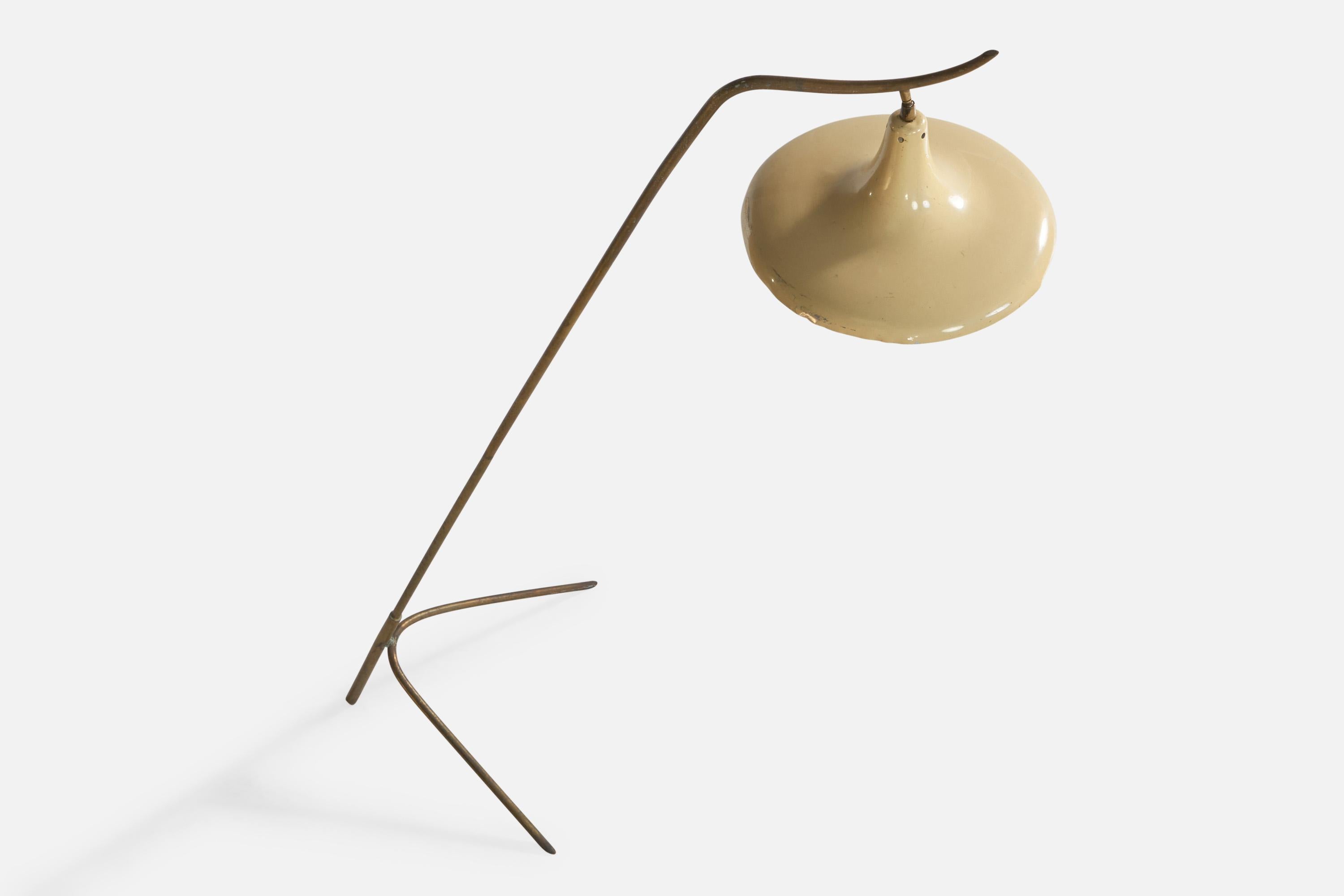 Mid-20th Century Italian Designer, Floor Lamp, Brass, Metal, Italy, 1940s For Sale