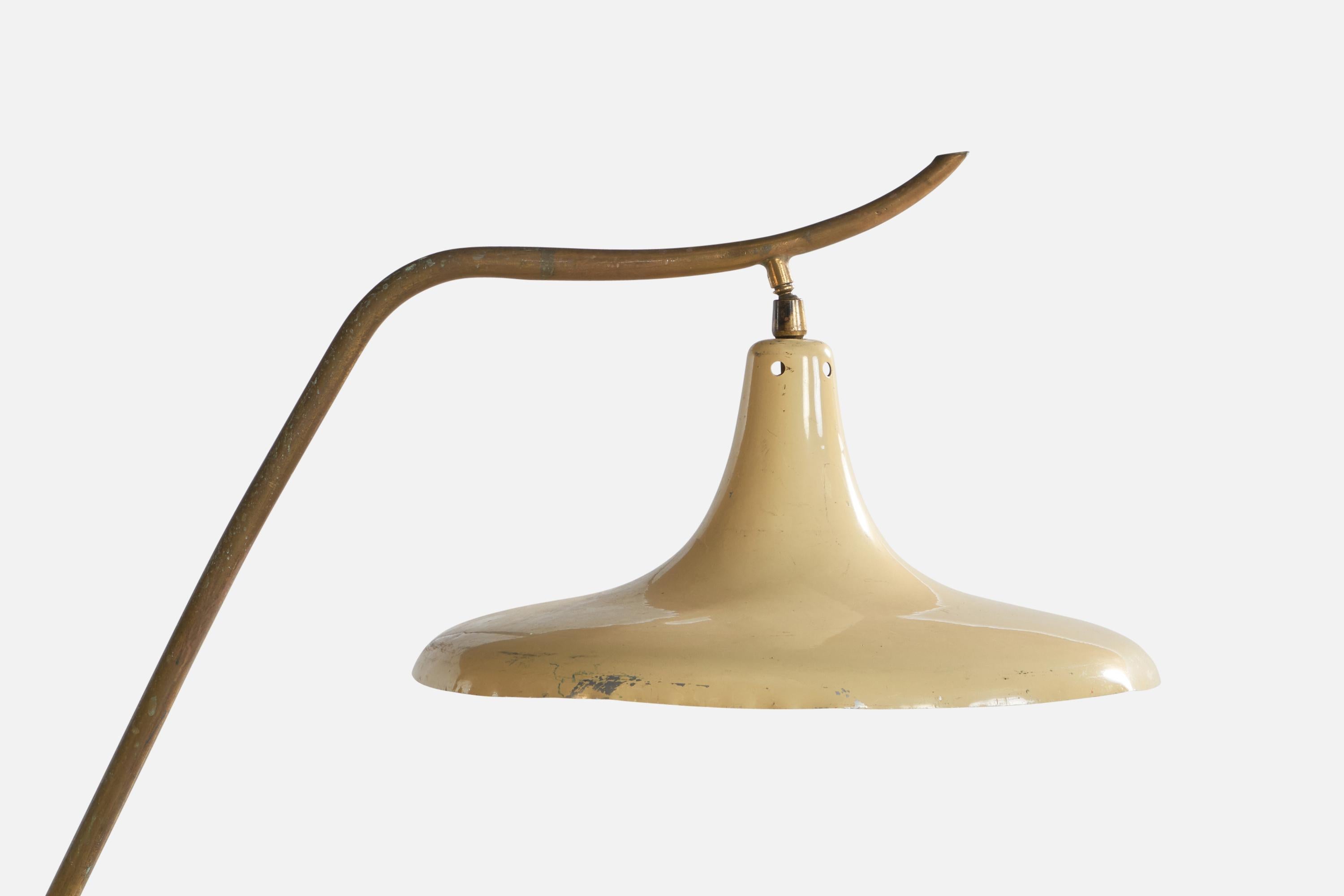 Italian Designer, Floor Lamp, Brass, Metal, Italy, 1940s For Sale 1