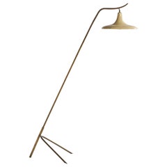 Italian Designer, Floor Lamp, Brass, Metal, Italy, 1940s