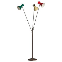 Vintage Italian Designer, Floor Lamp, Brass, Metal, Italy, 1980s