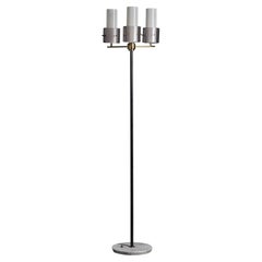 Italian Designer, Floor Lamp, Brass, Metal, Marble, Acrylic, Italy, 1960s