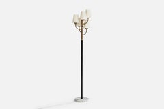 Diseñador italiano, Lámpara de pie, Latón, Metal, Mármol, Tela, Italia, Años 50