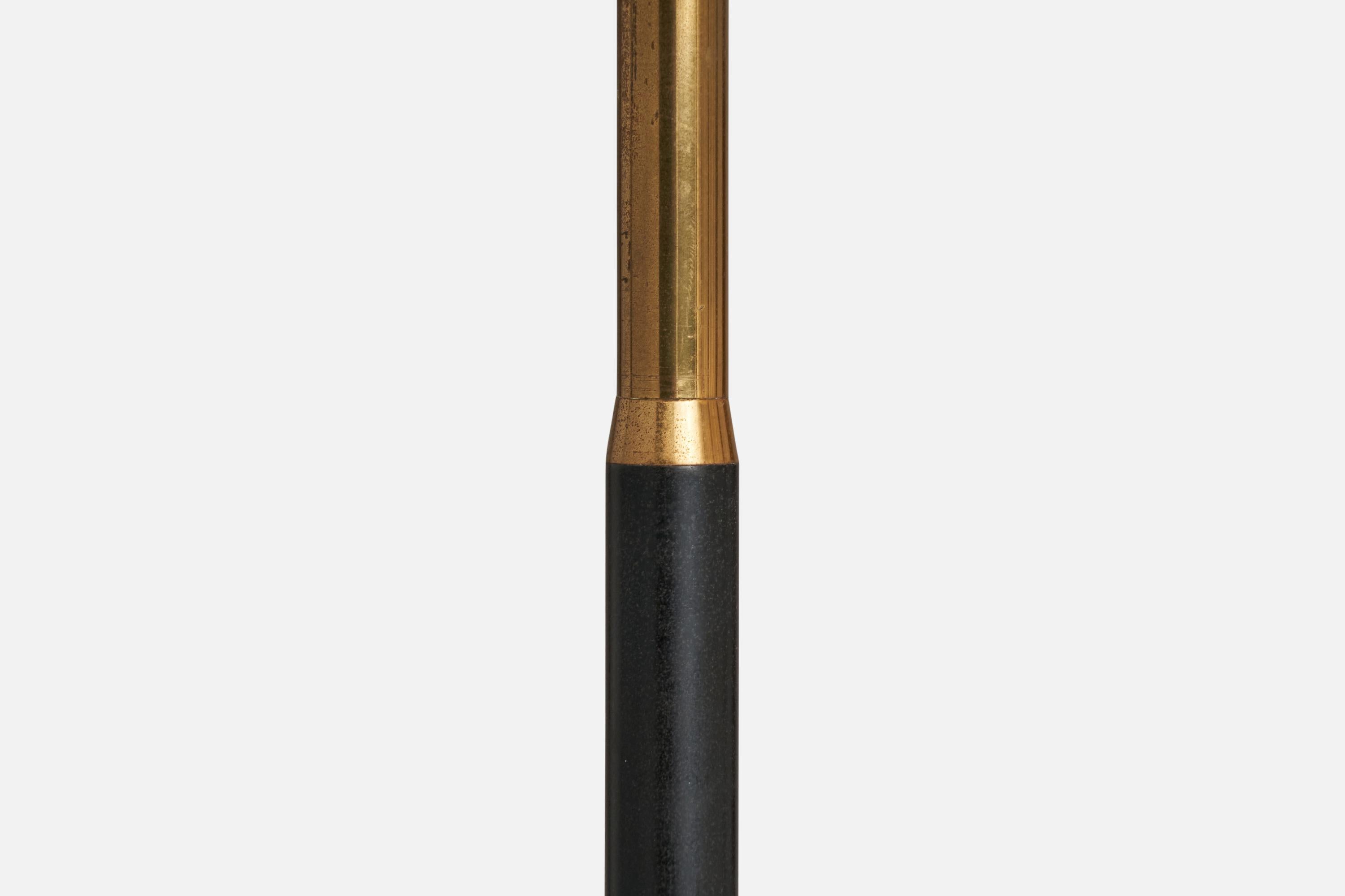 Italian Designer, Floor Lamp, Brass, Metal, Marble, Fabric, Italy, 1950s For Sale 4