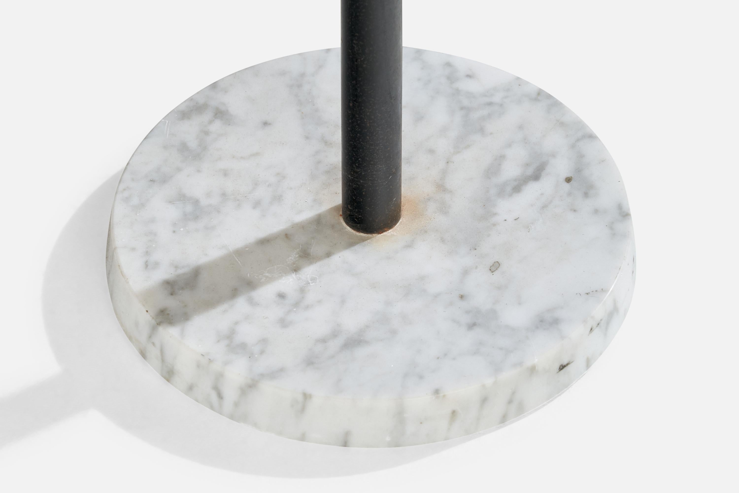 Italian Designer, Floor Lamp, Brass, Metal, Marble, Fabric, Italy, 1950s For Sale 5